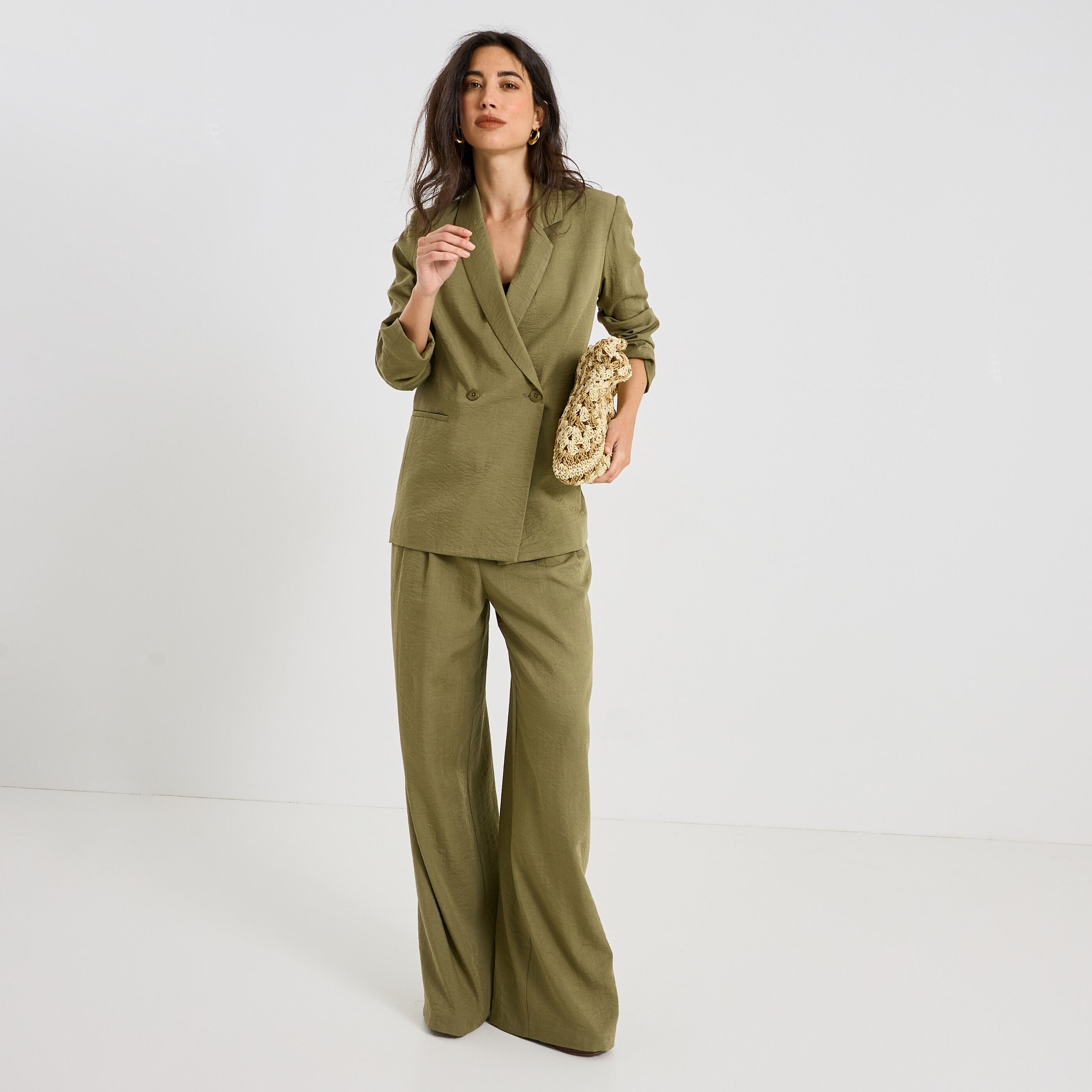 Pantalon large &agrave; pinces femme