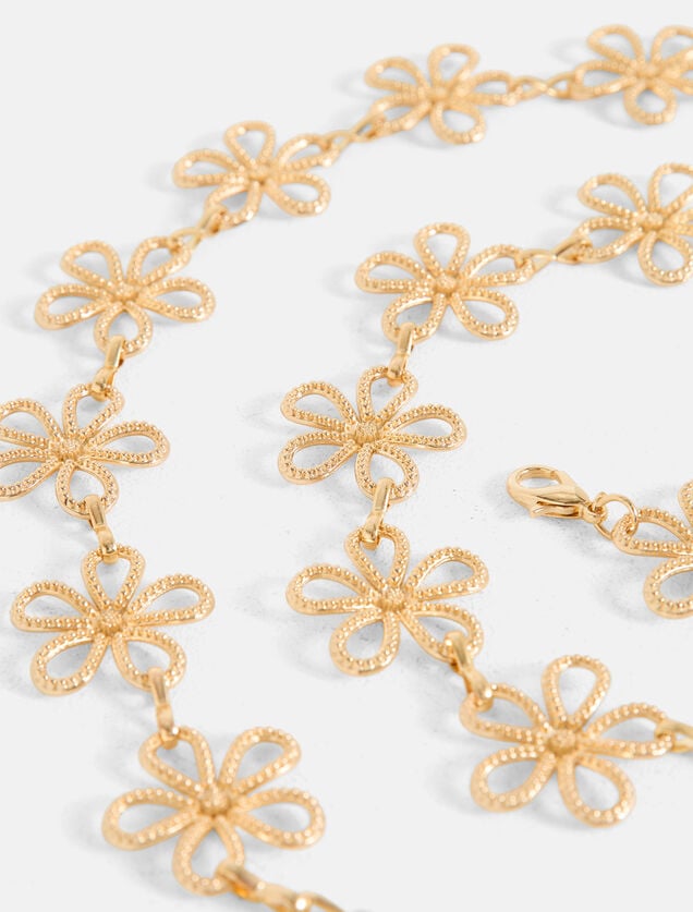 Ceinture fleurs en métal femme