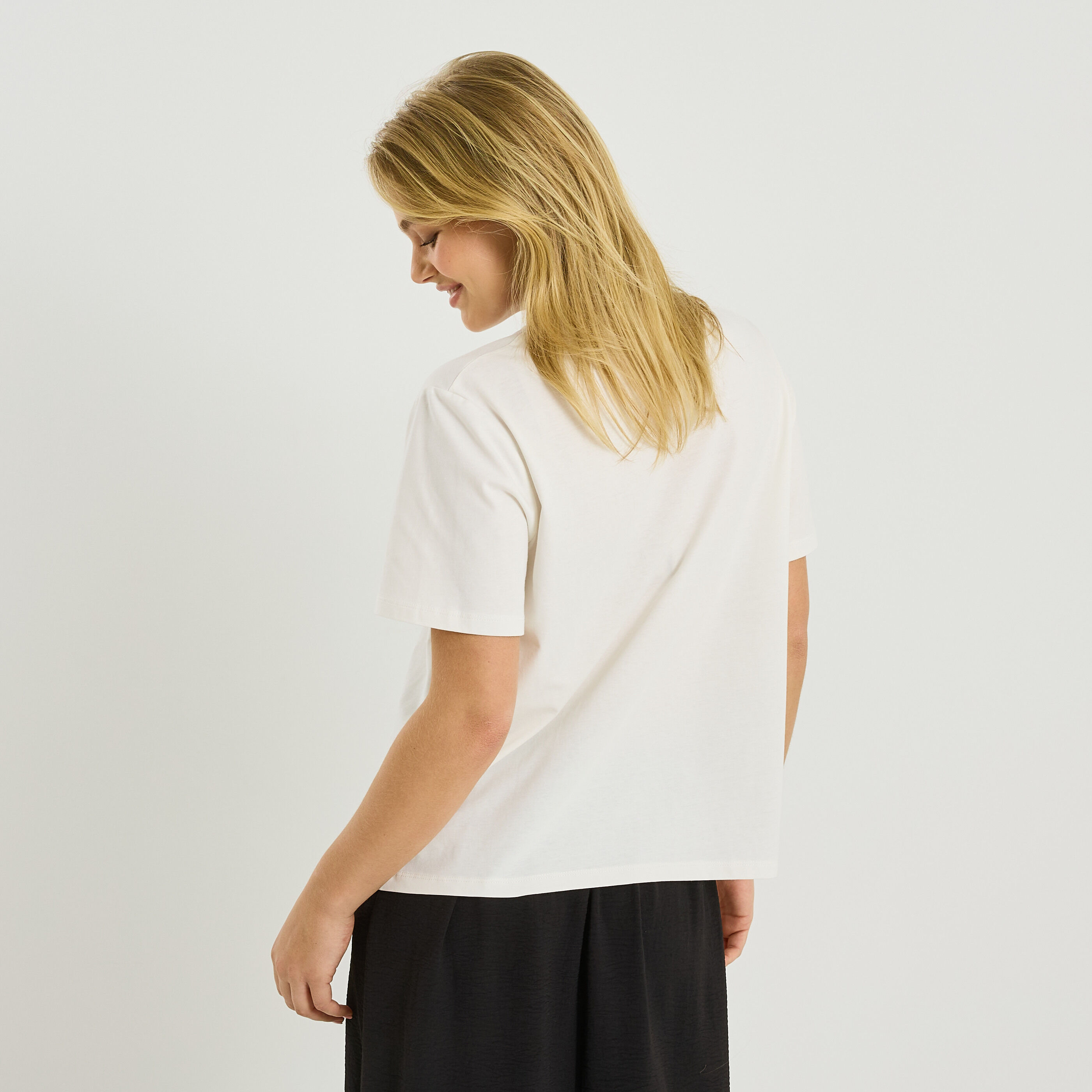 T-shirt col rond print femme