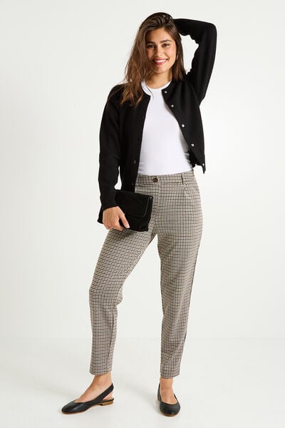 Pantalon en maille à carreaux femme