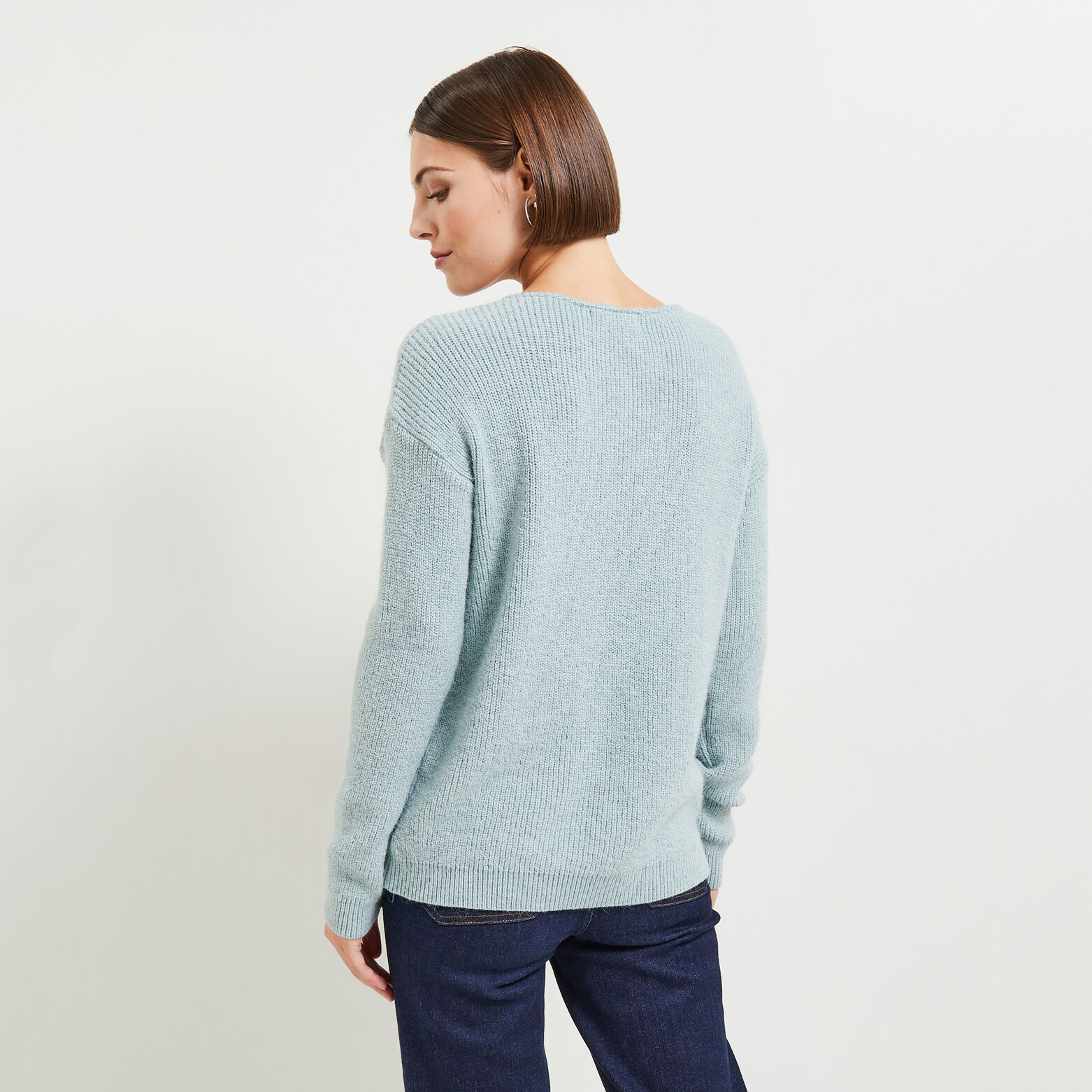 Pull col V femme