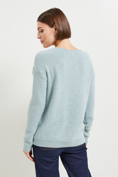 Pull col V femme
