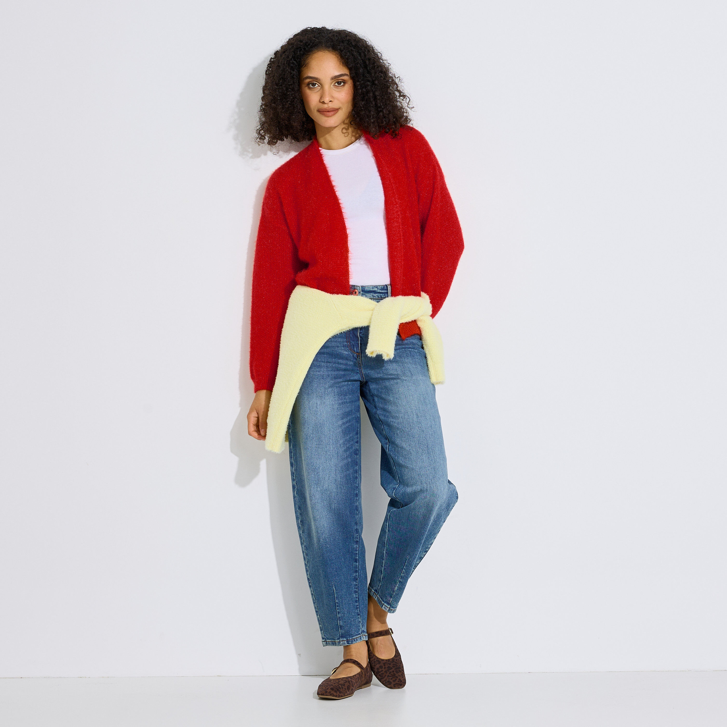 Gilet court col ch&acirc;le en maille femme