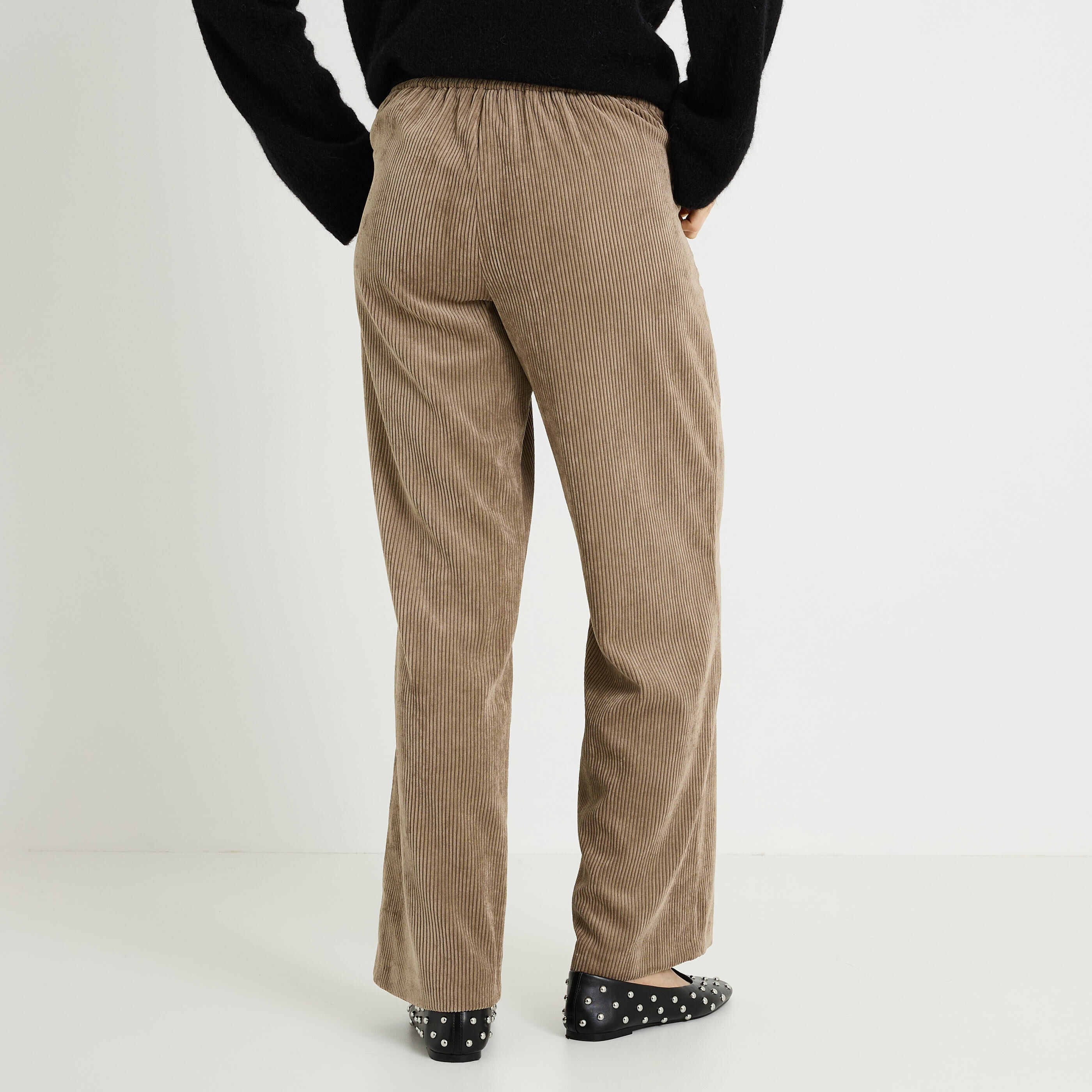 Pantalon &agrave; pont en velours femme