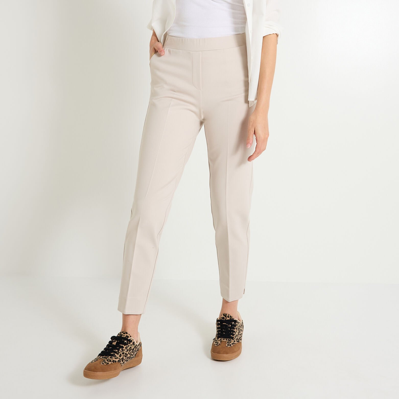 Pantalon cigarette en maille femme