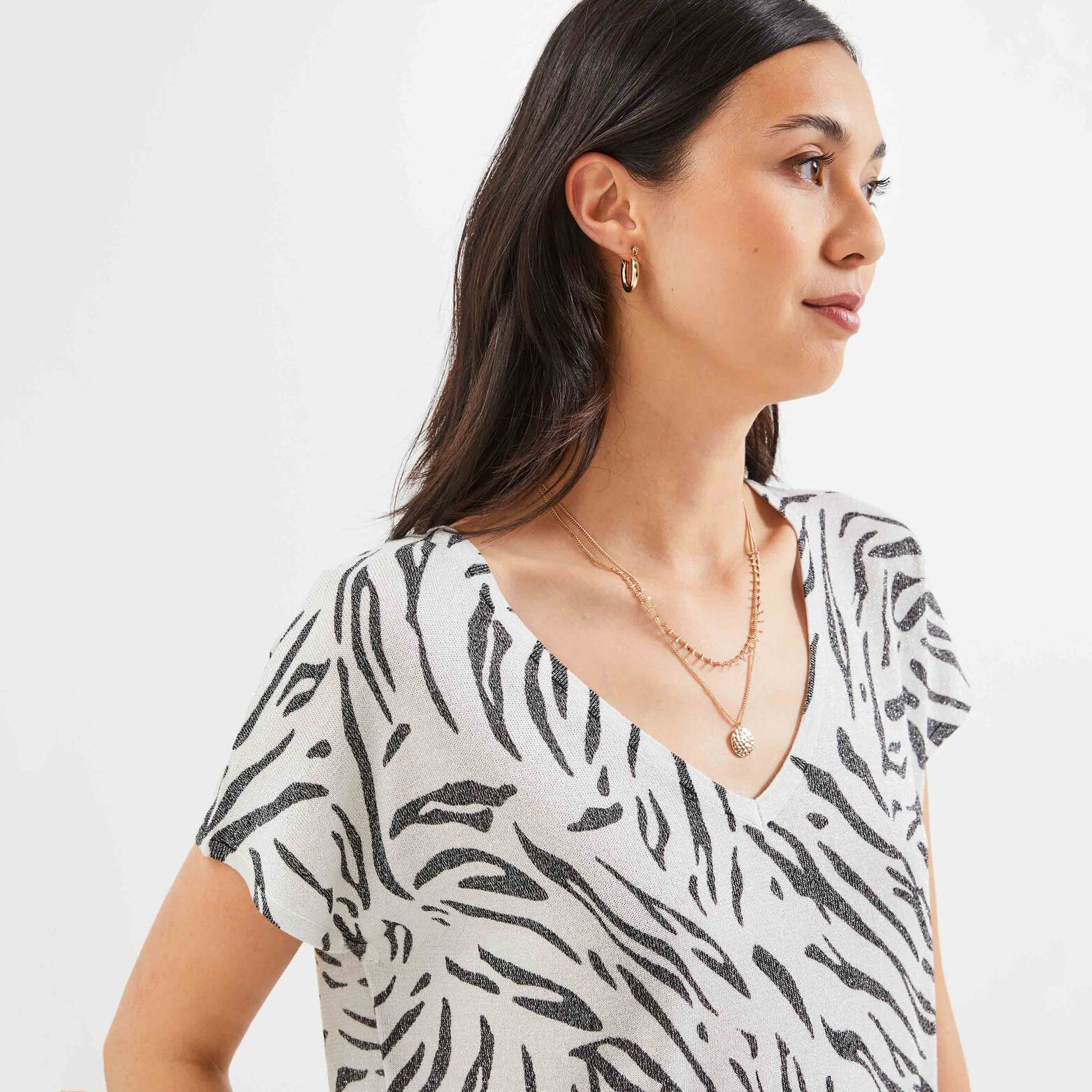 Pull manches courtes imprimé