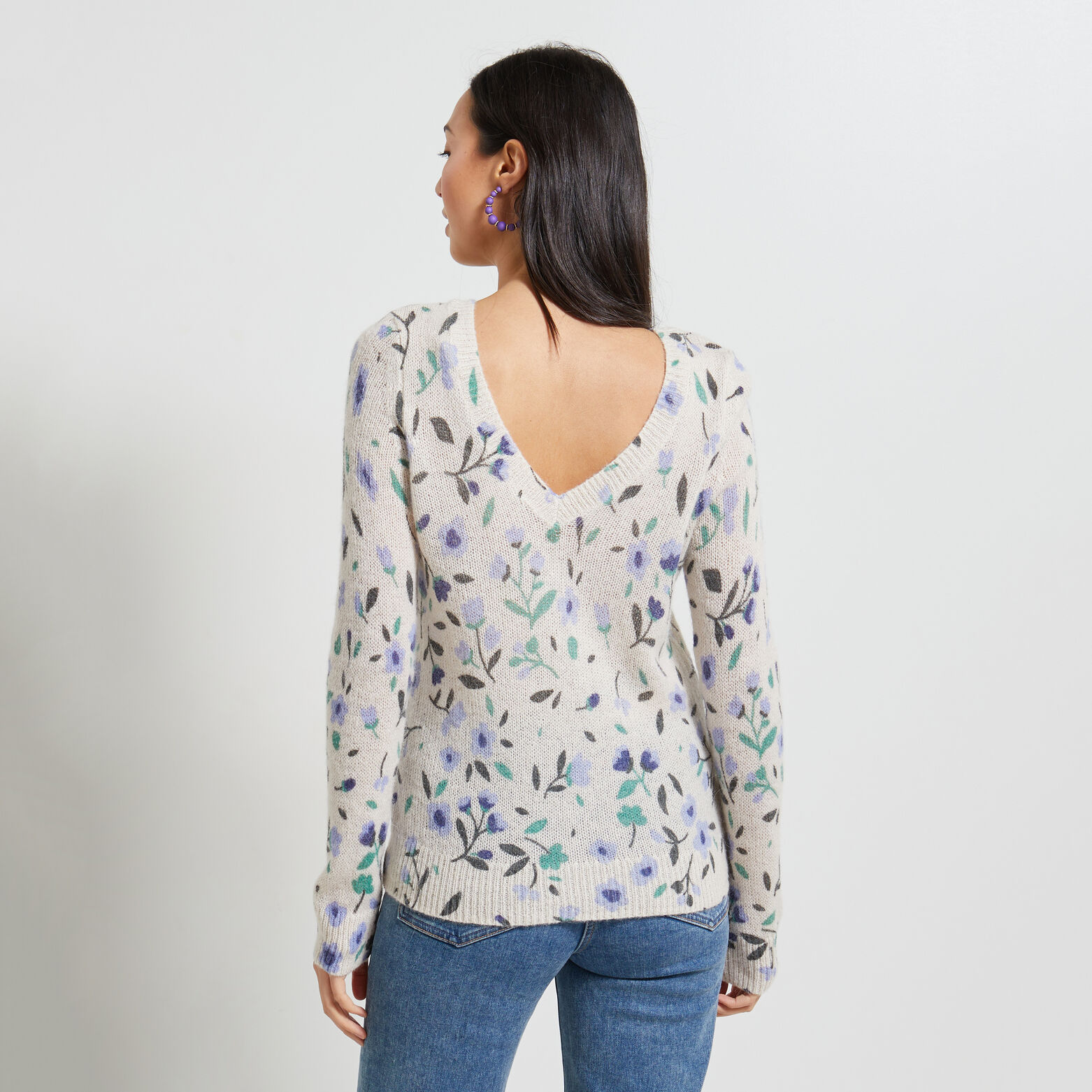 Pull fleuri femme