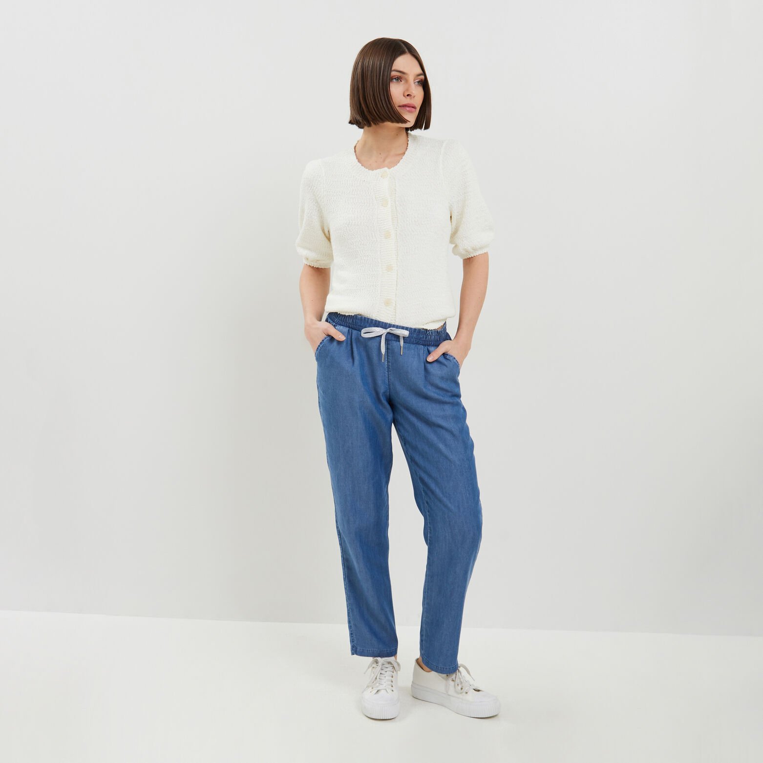 Gilet maille gauffrée femme