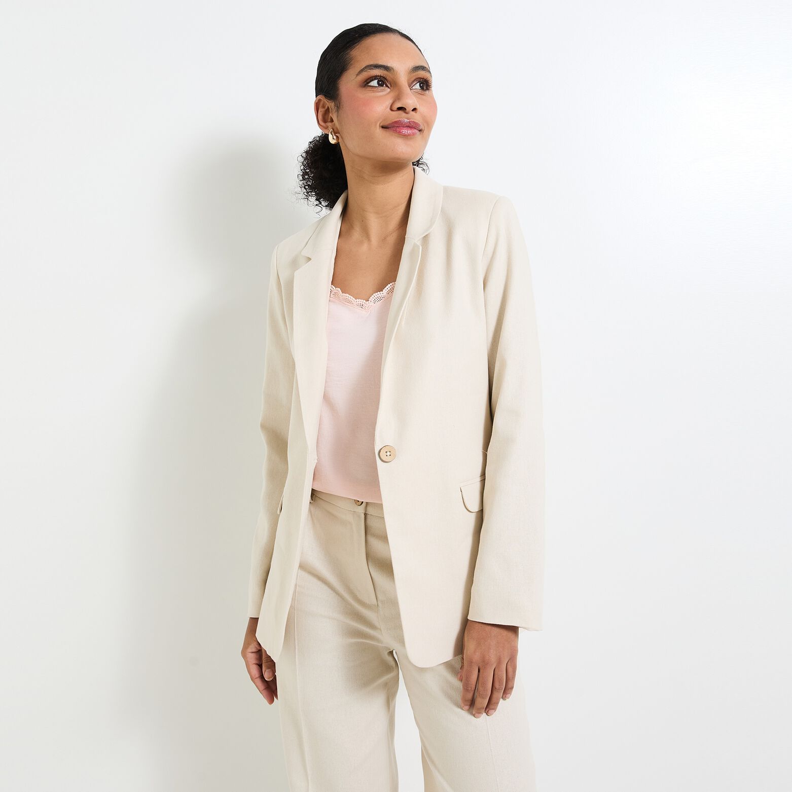 Veste blazer en lin mélangé femme