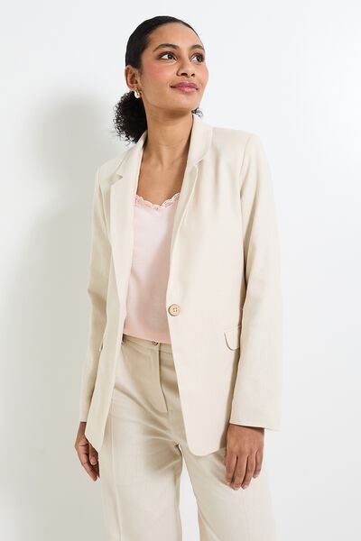 Veste blazer en lin mélangé femme