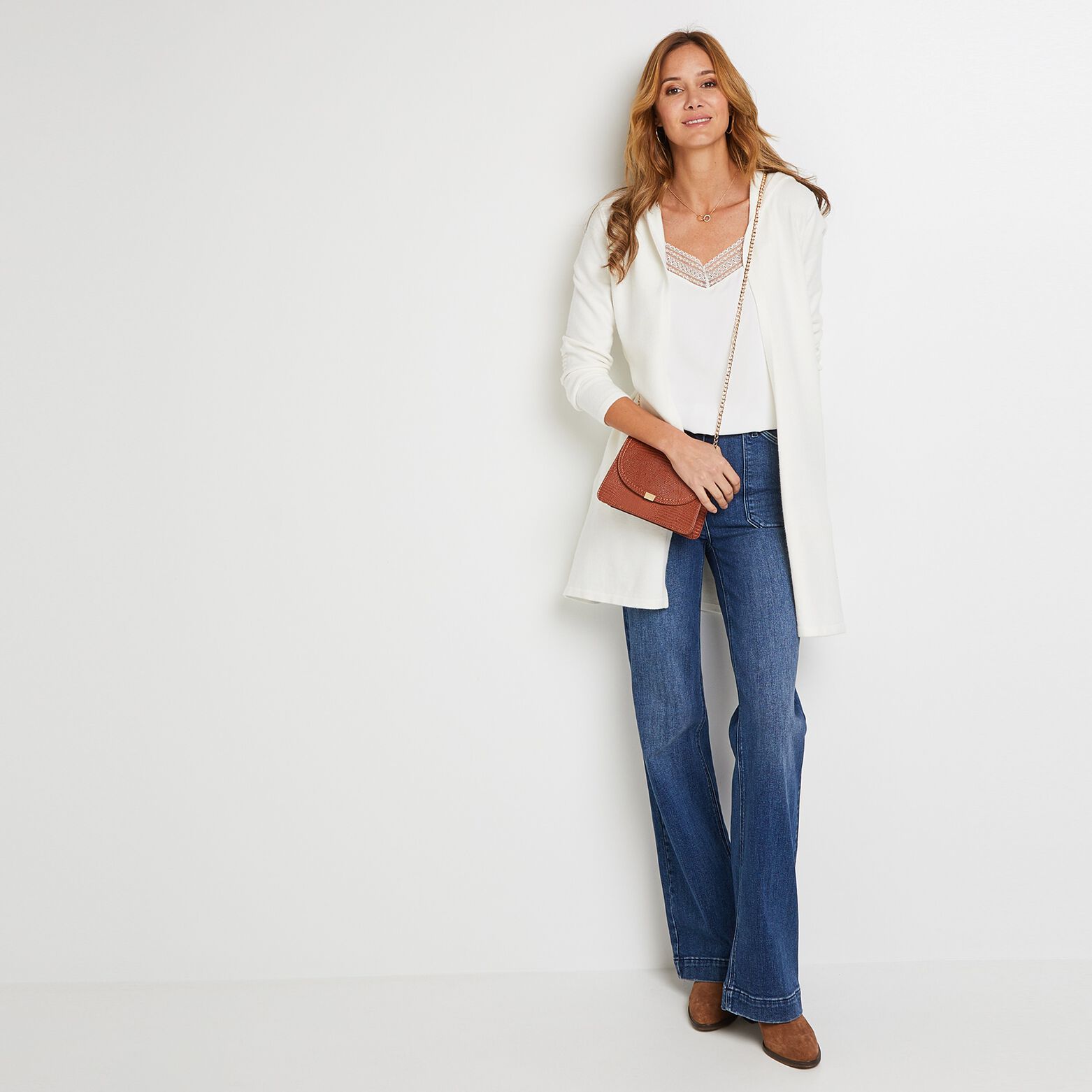 Gilet long à capuche femme