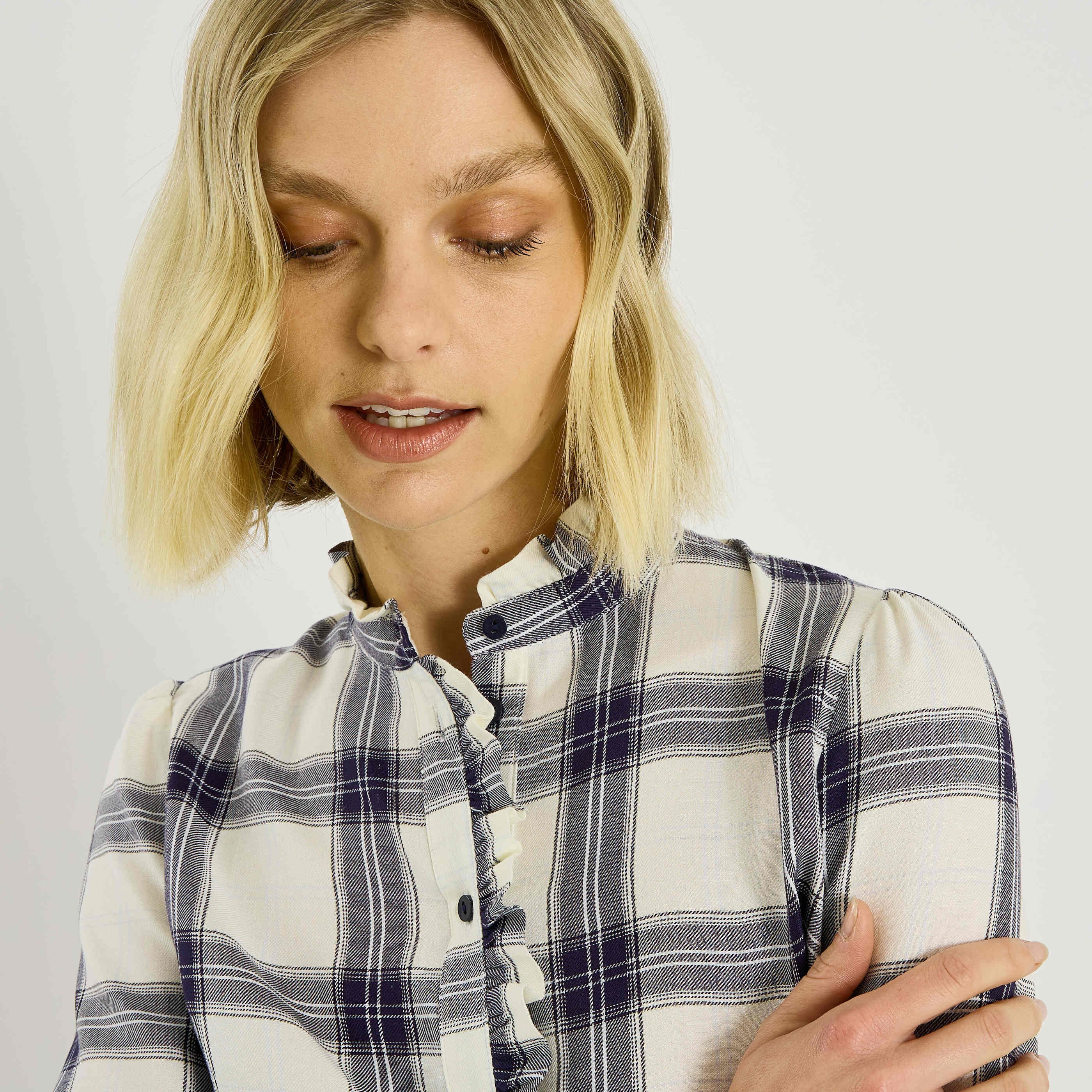 Blouse &agrave; carreaux femme