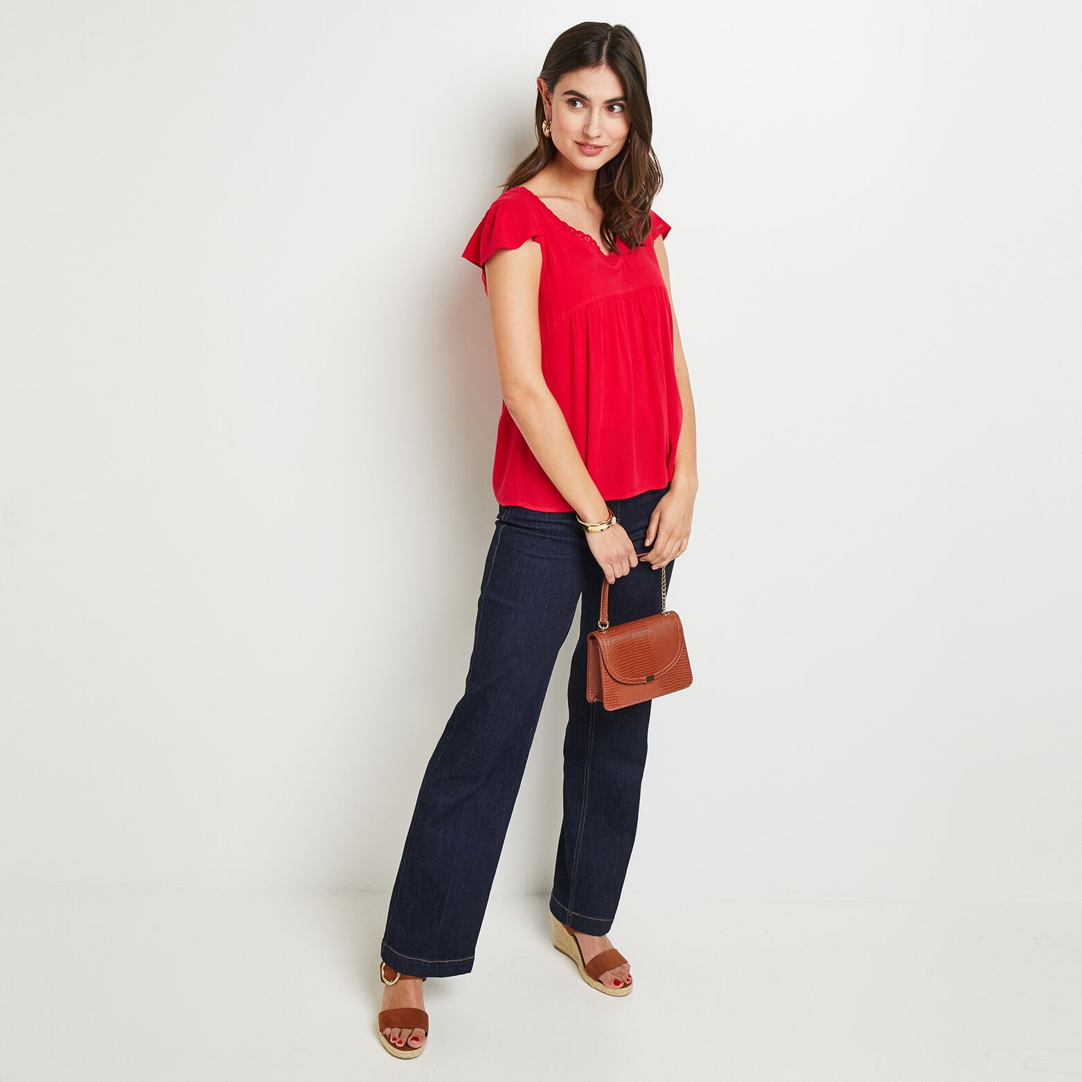 Blouse manches courtes col V