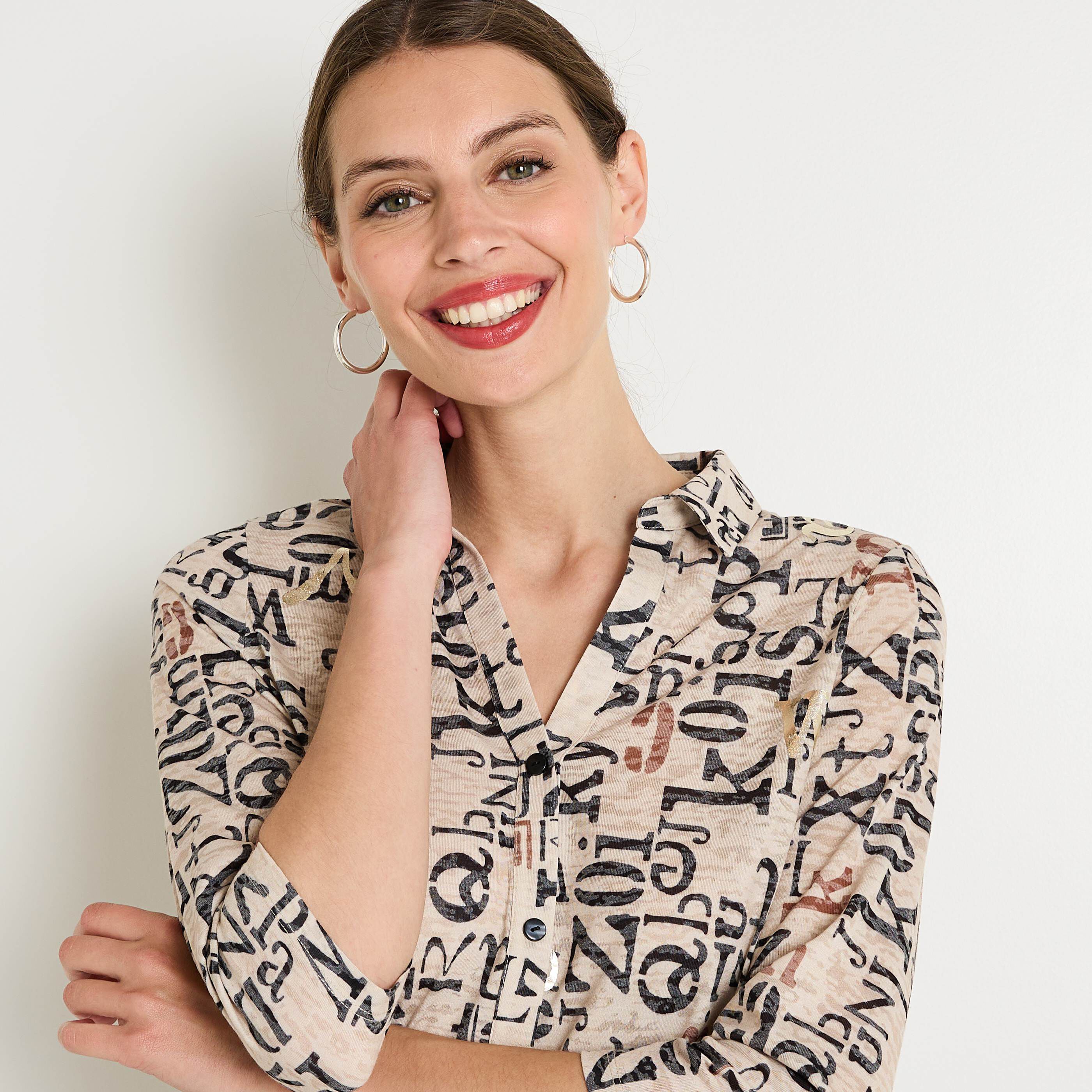 Chemisier imprim&eacute; femme