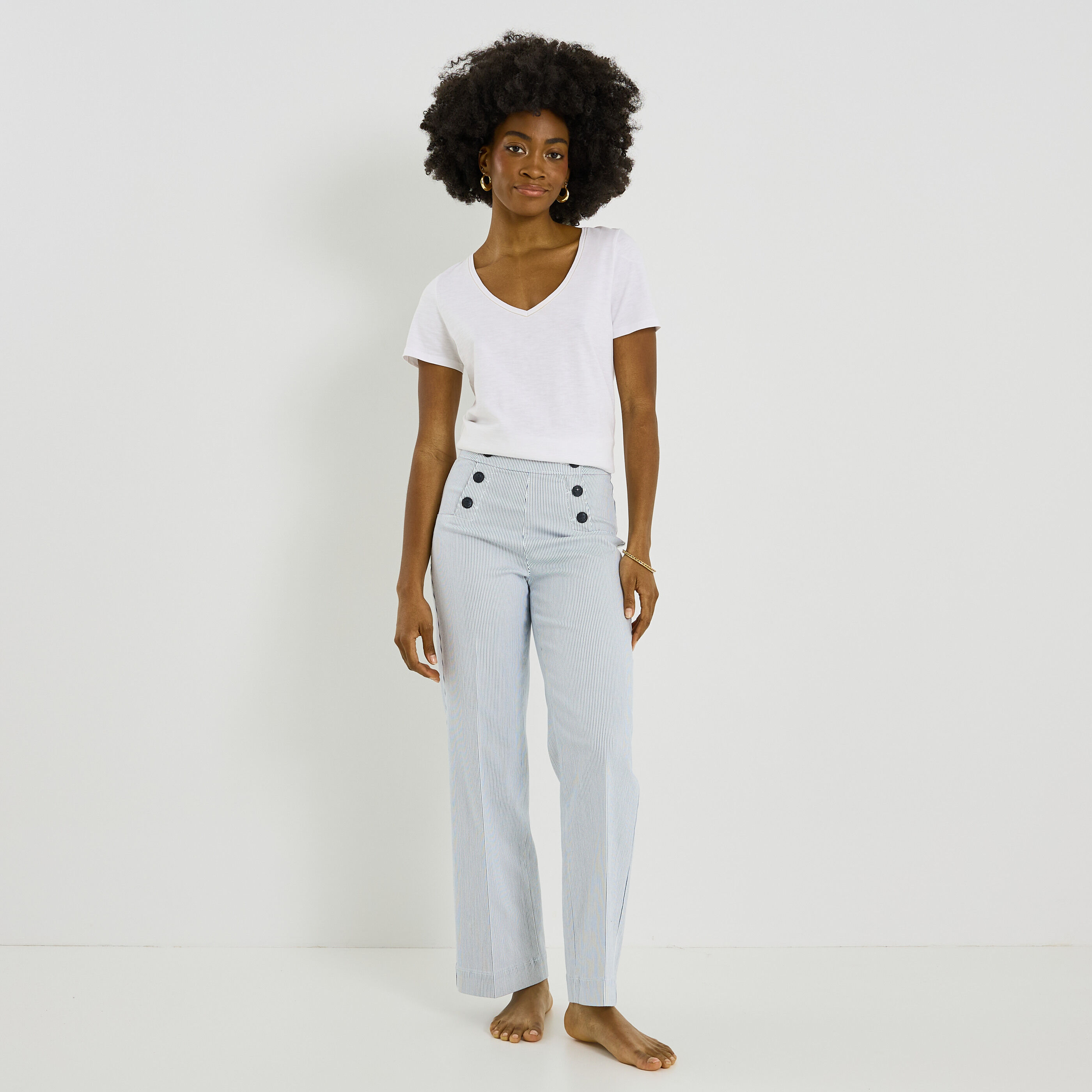 Blouse sans manches col V femme