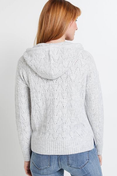 Pull ajouré à capuche femme
