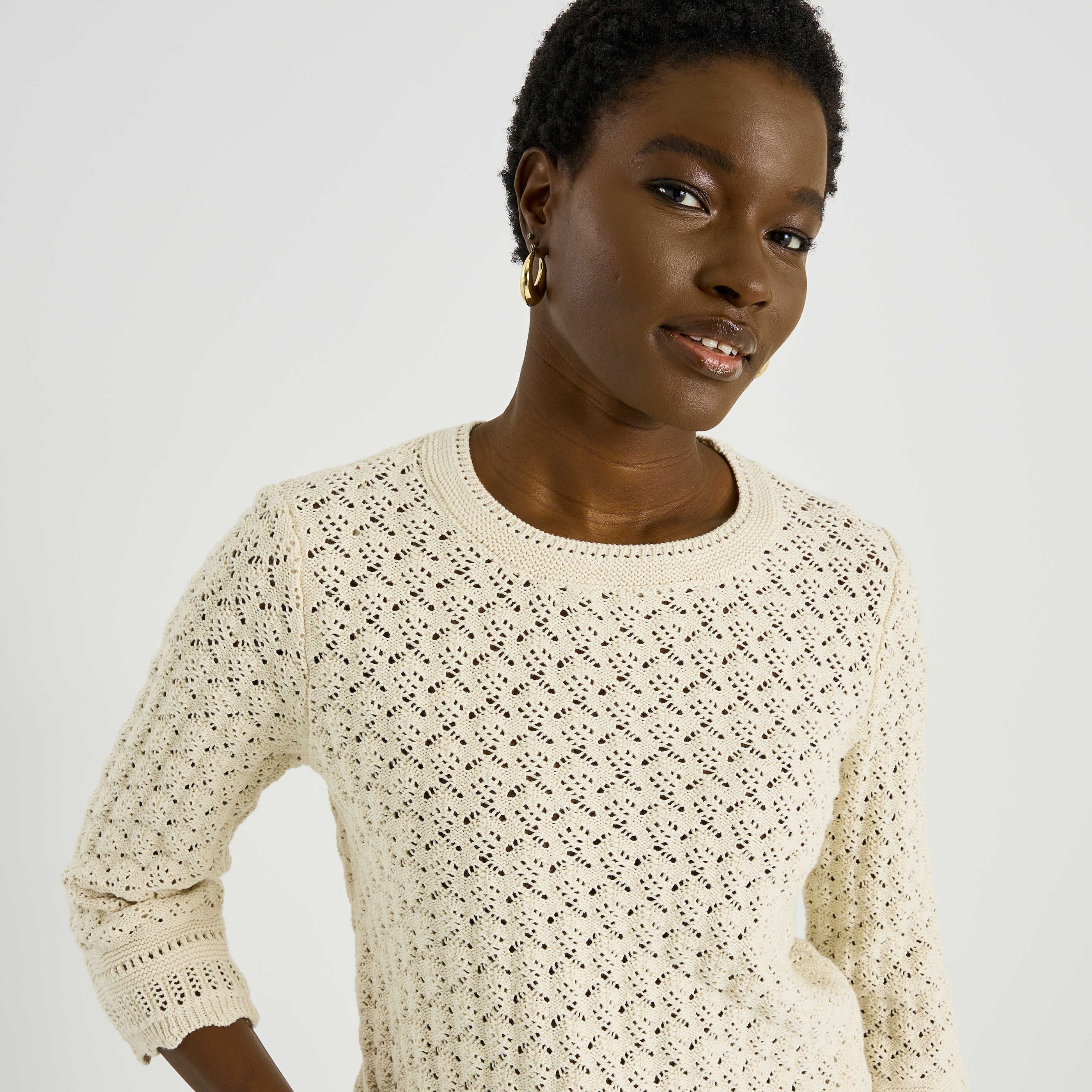 Pull avec d&eacute;tails ajour&eacute;s femme