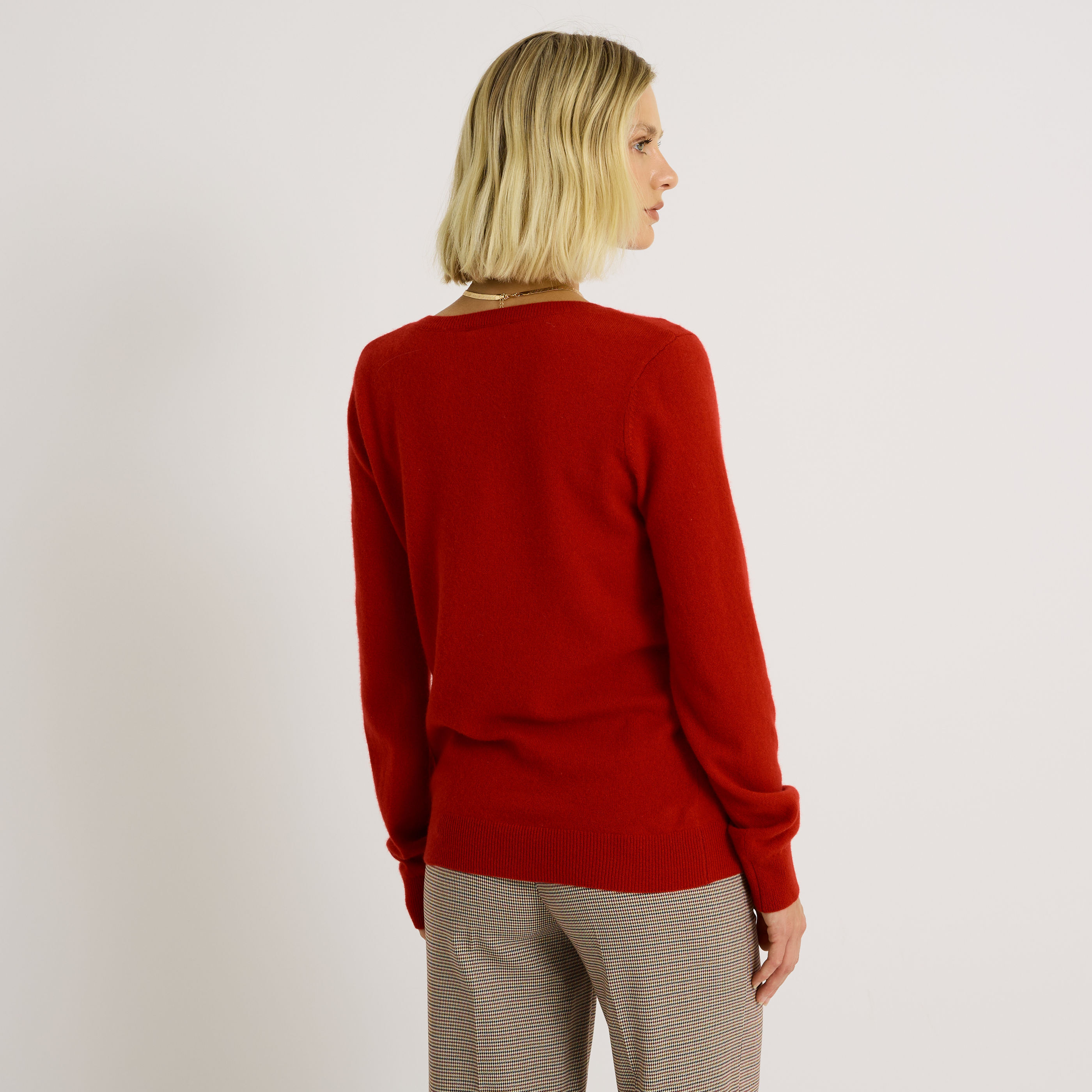 Pull col V laine et cachemire femme