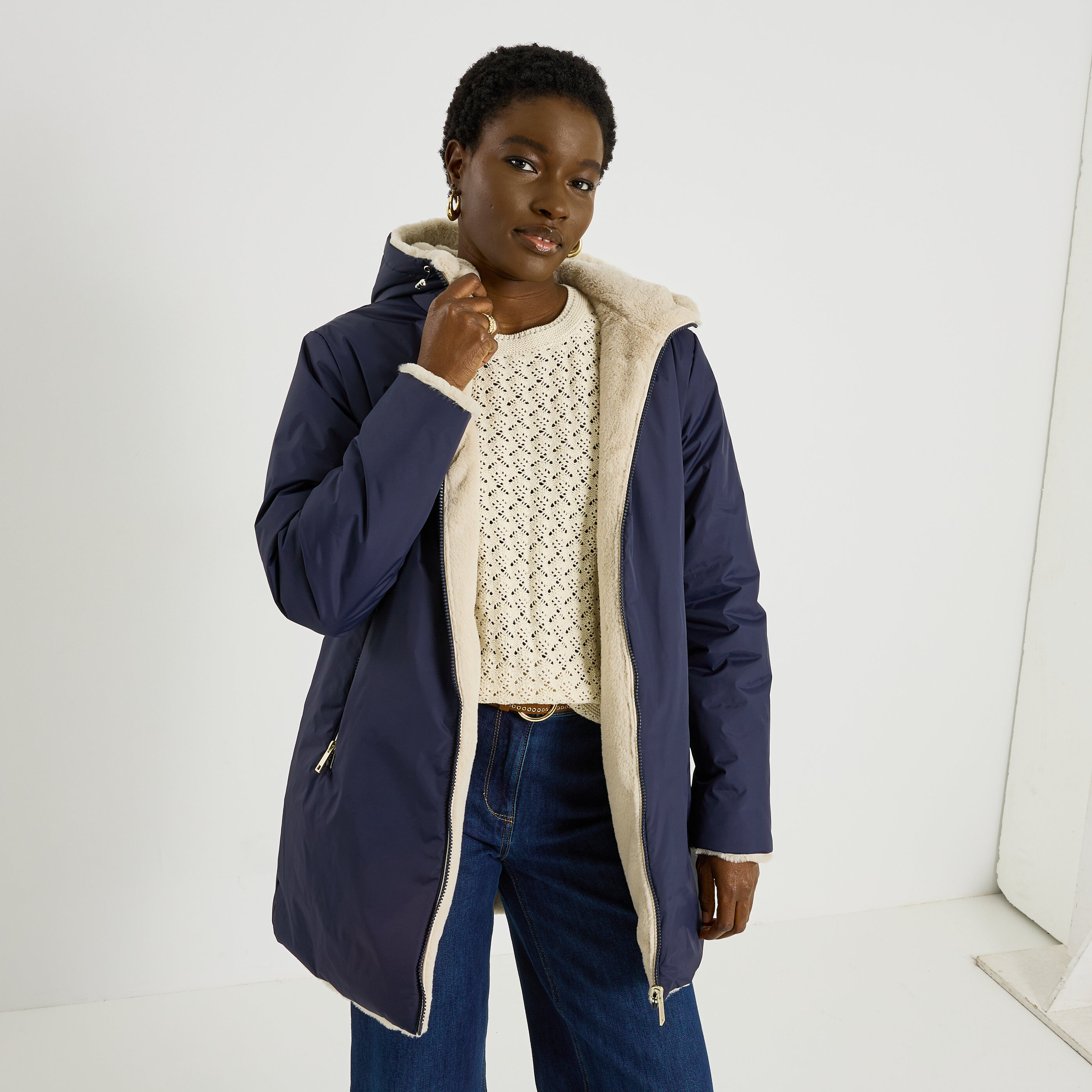 Parka imitation fourrure femme