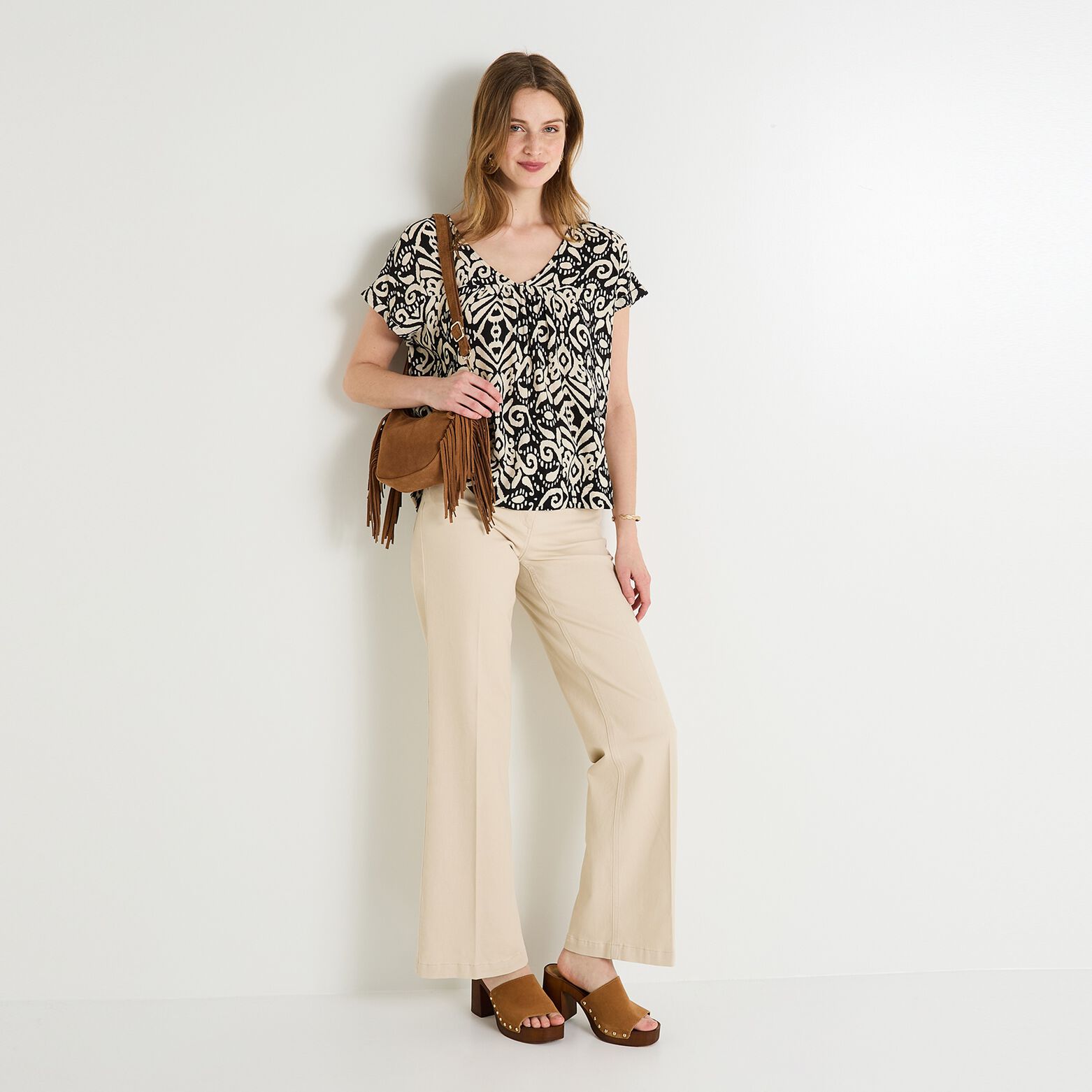 Blouse col V femme