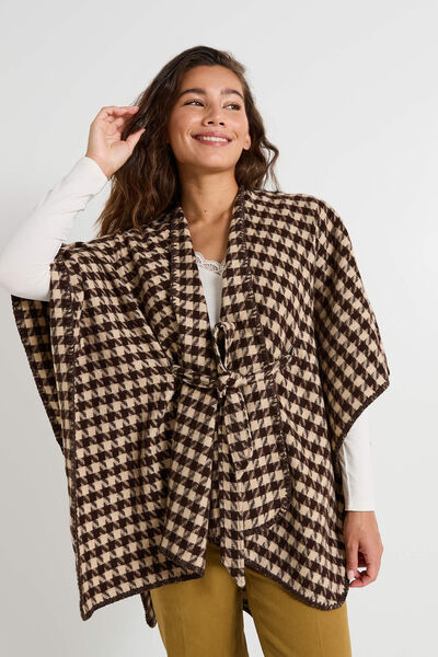 Poncho ceinturé ouvert à l'avant femme