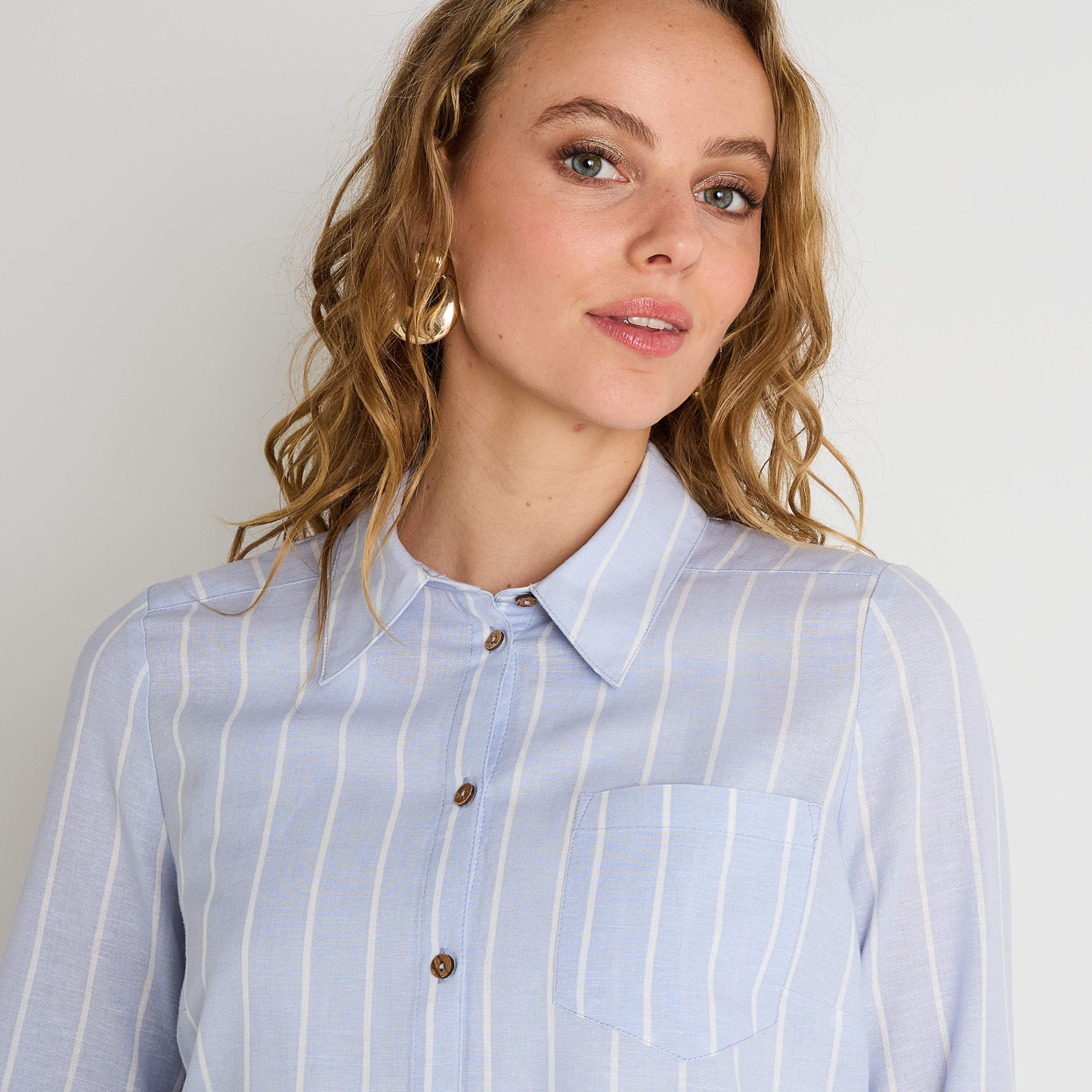 Chemise longue ray&eacute;e femme