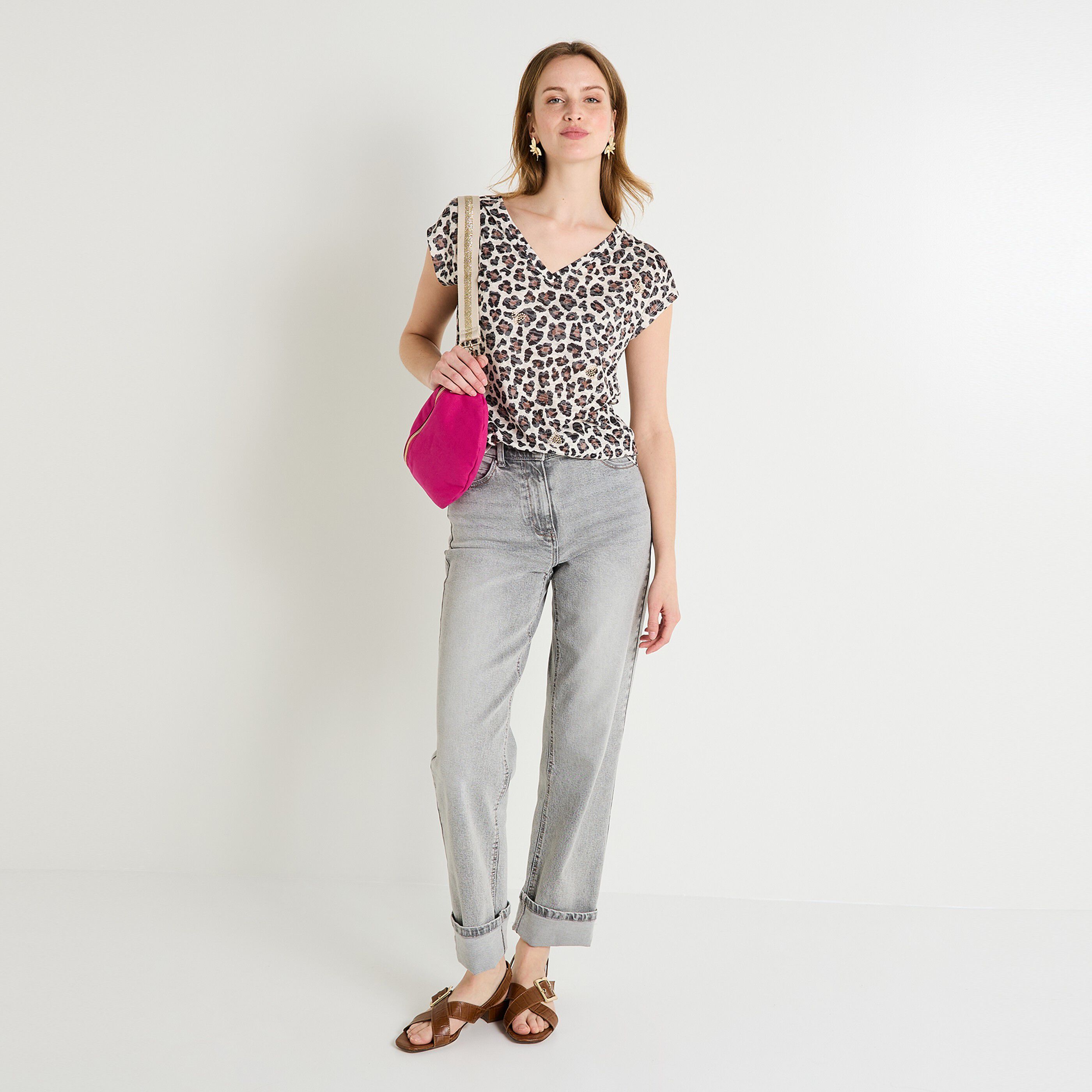 T-shirt imprim&eacute; l&eacute;opard femme