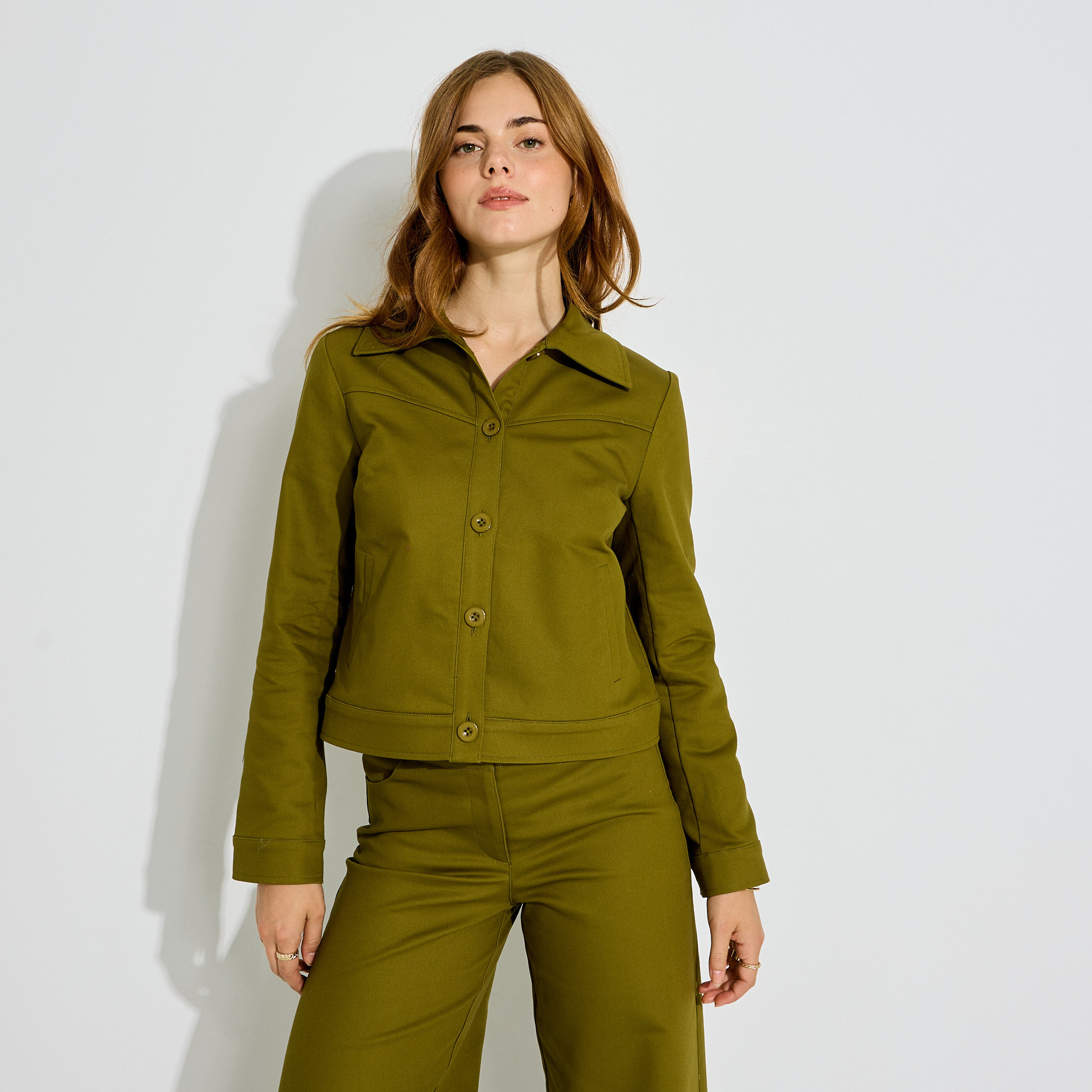 Veste courte col chemise femme