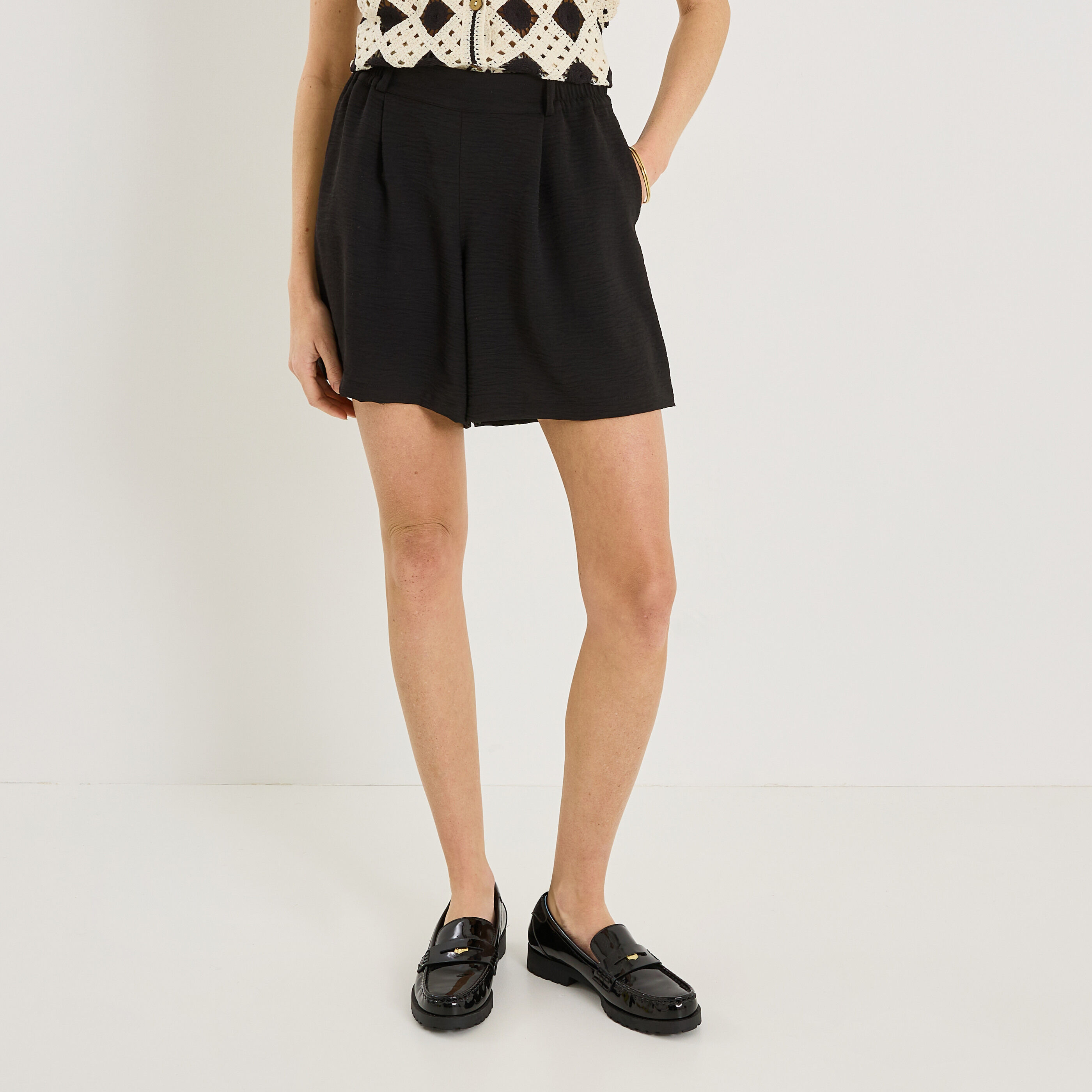 Short fluide taille &eacute;lastiqu&eacute;e femme