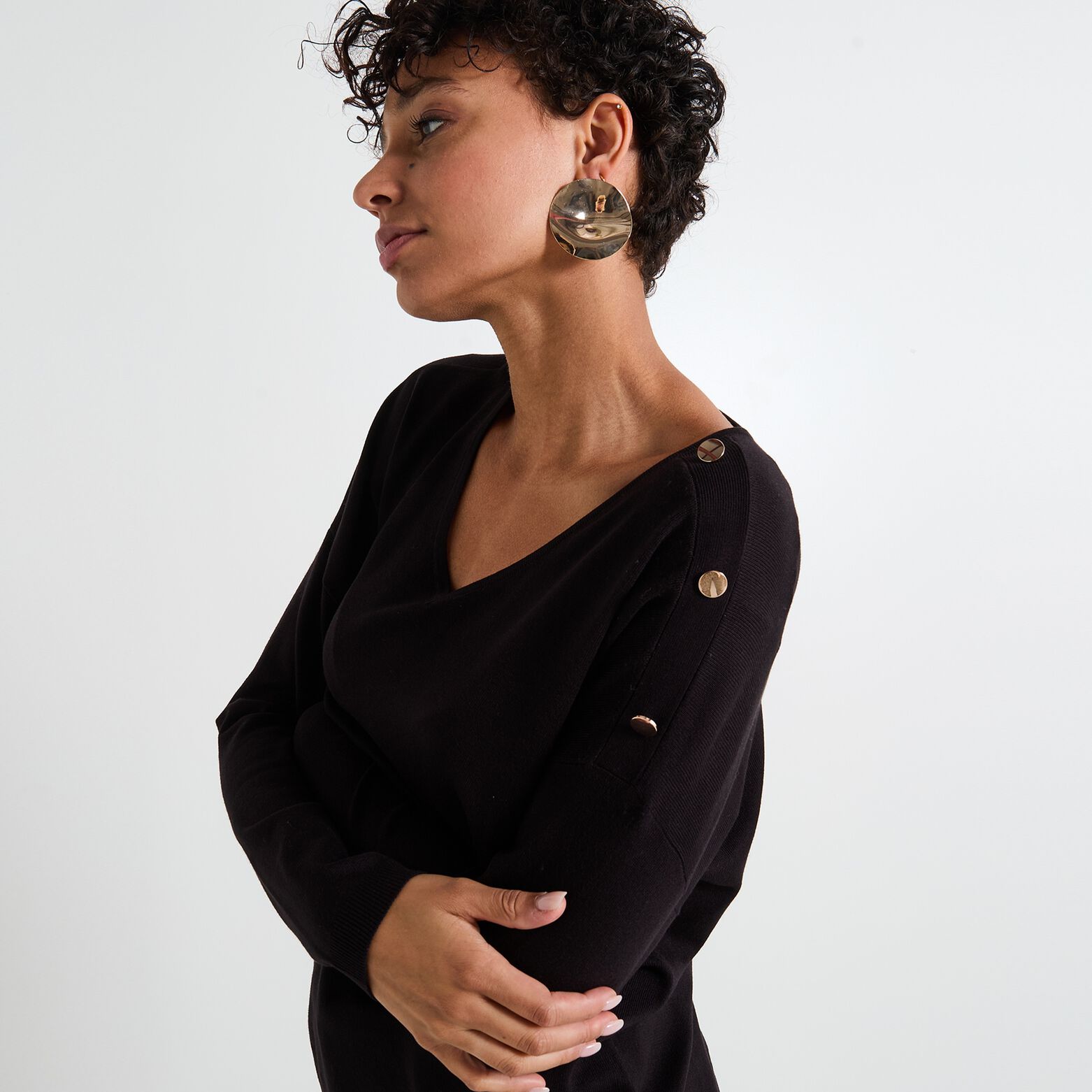 Pull col V femme