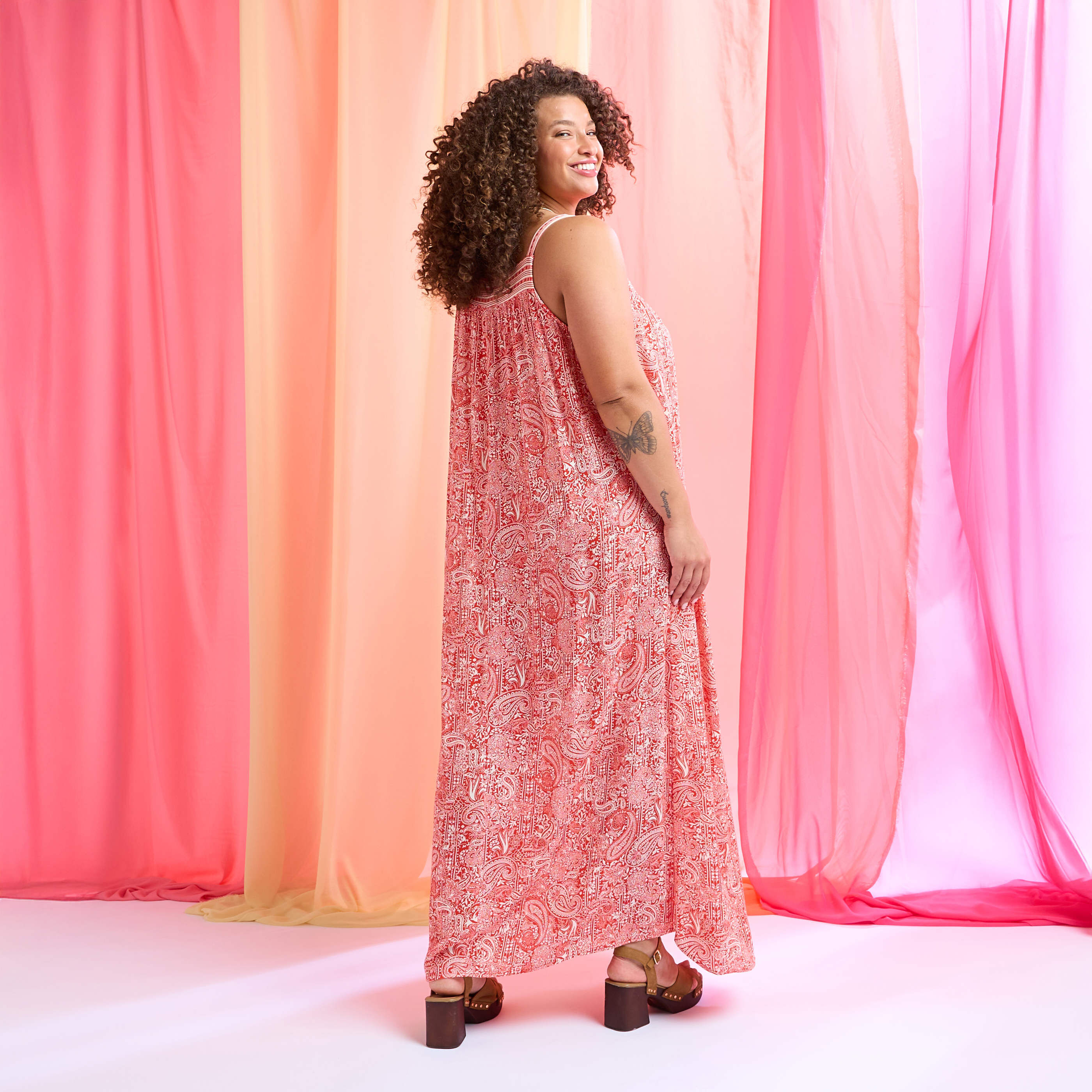 Robe longue boh&egrave;me &agrave; bretelles