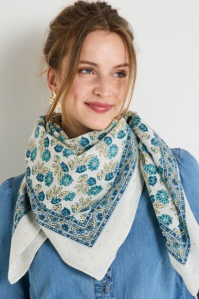 Foulard carré fils brillants femme
