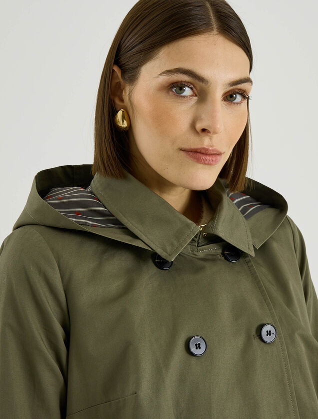 Trench long &agrave; capuche amovible femme