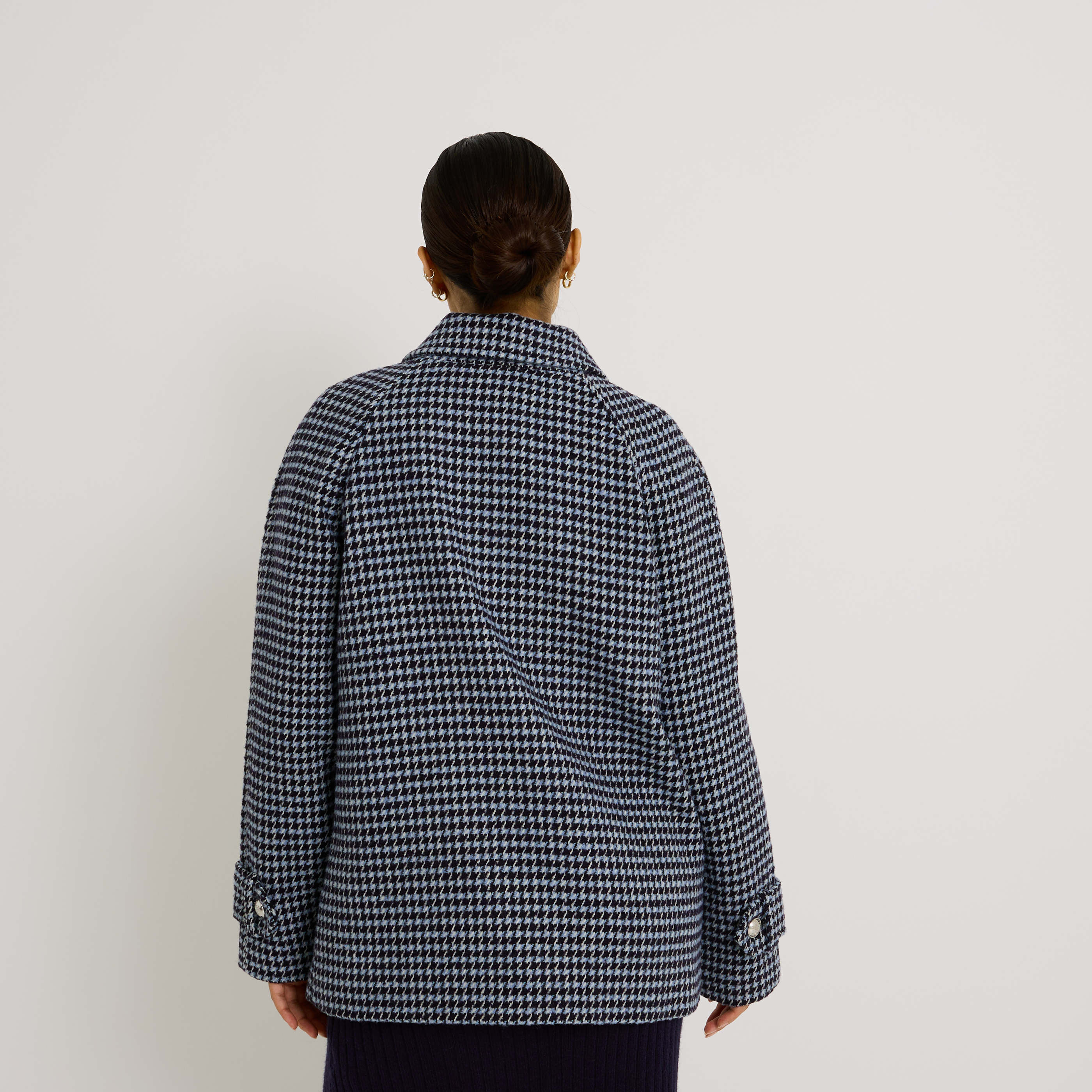 Manteau imprim&eacute; pied-de-poule femme