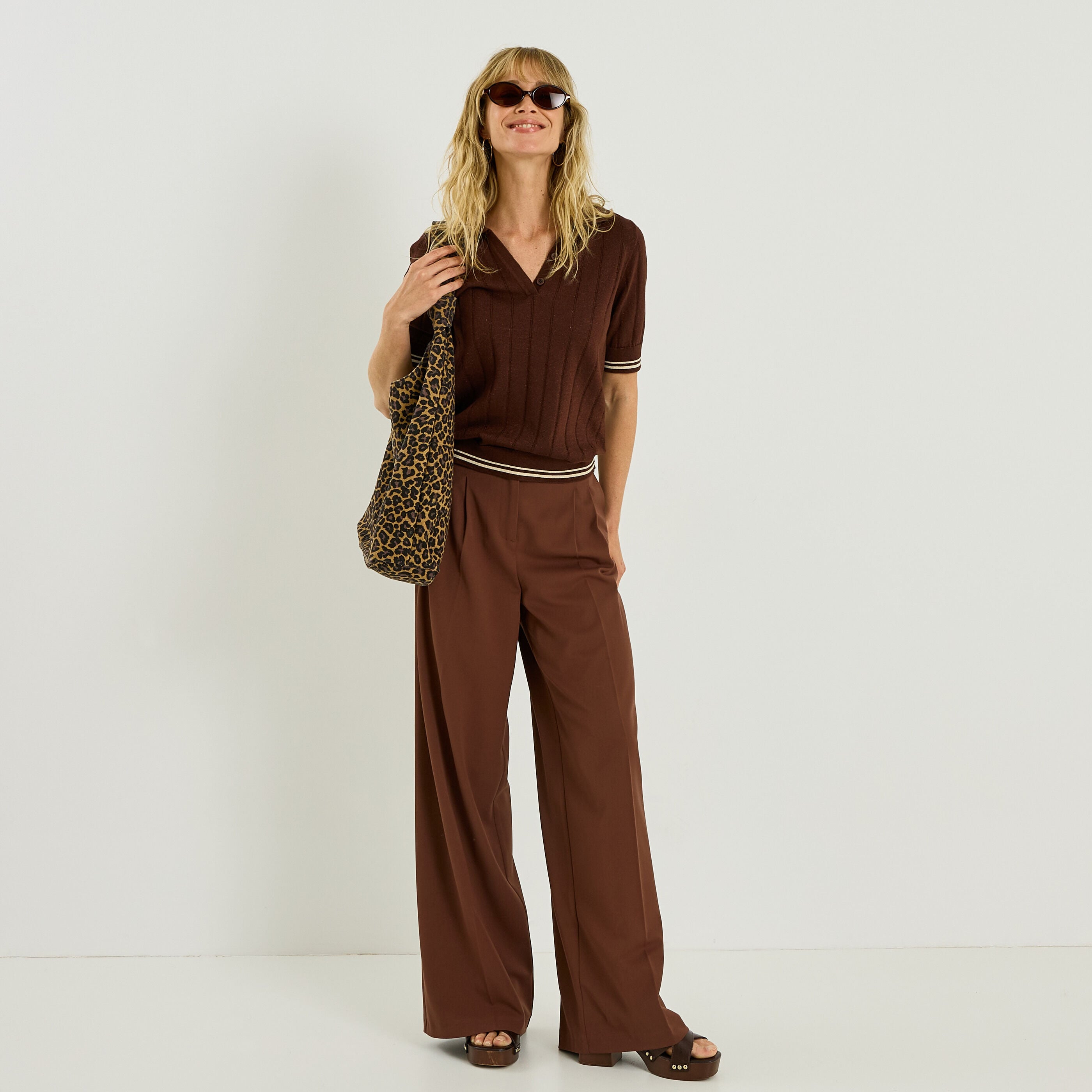 Polo manches courtes brillant femme