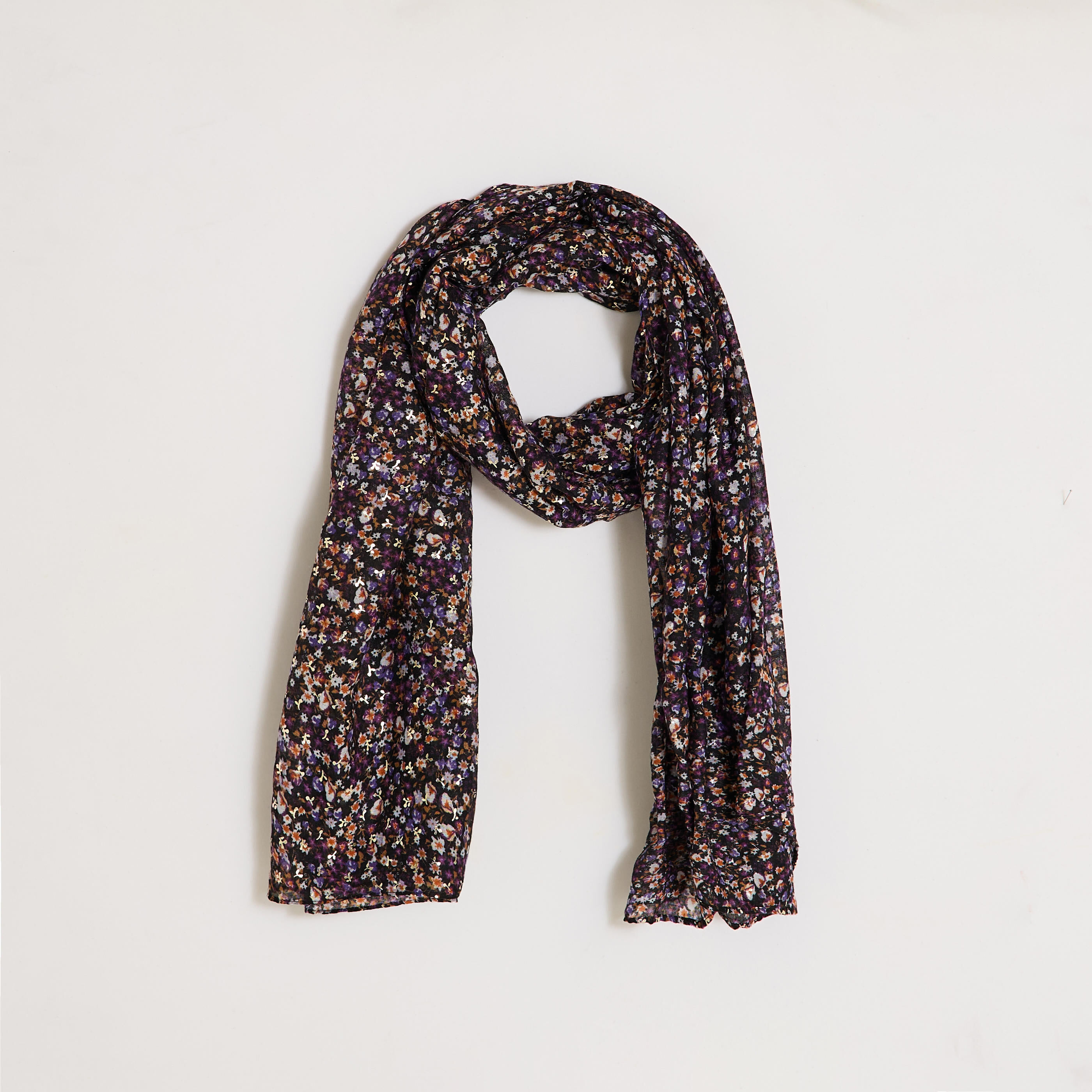 Echarpe longue motif fleuri 