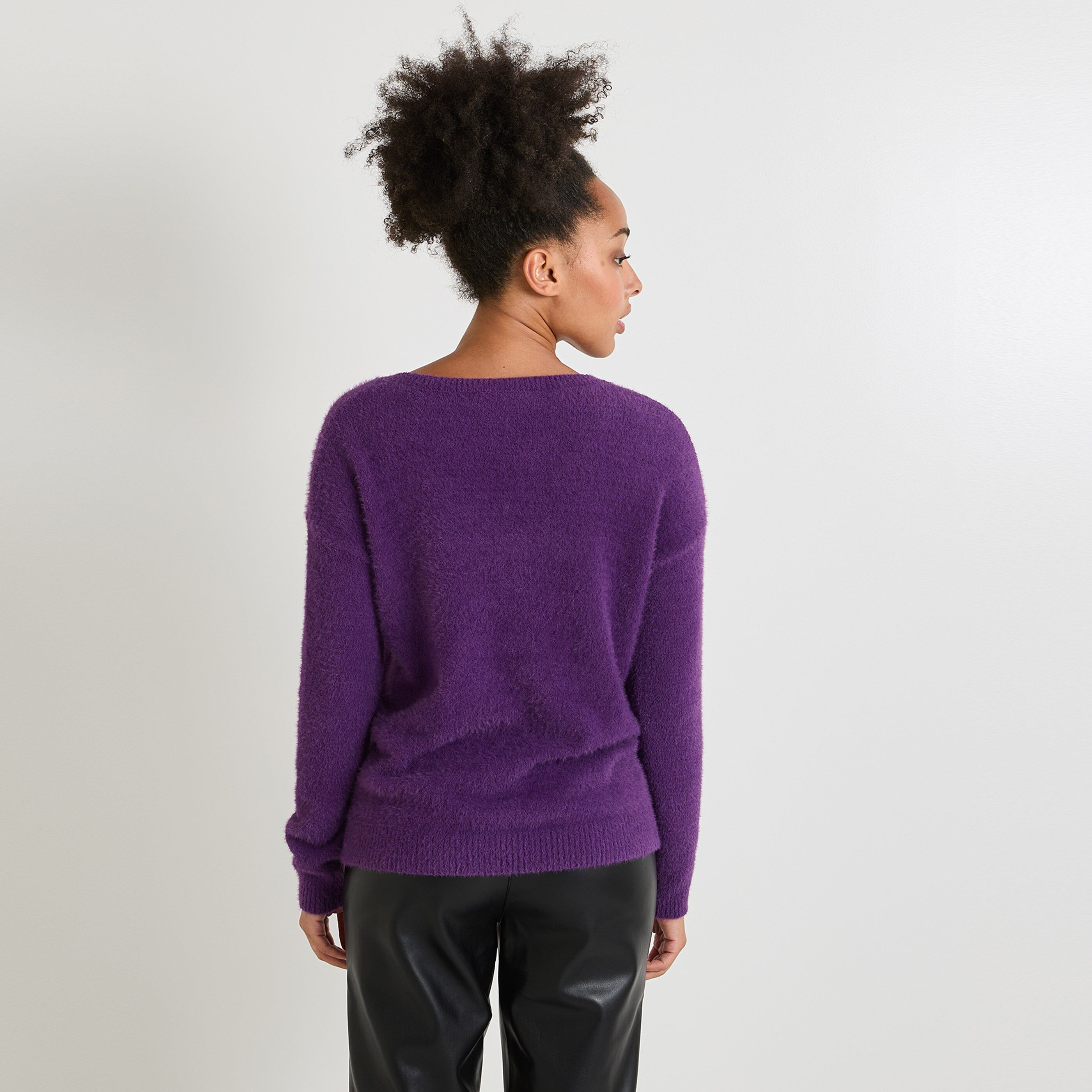 Pull col V femme