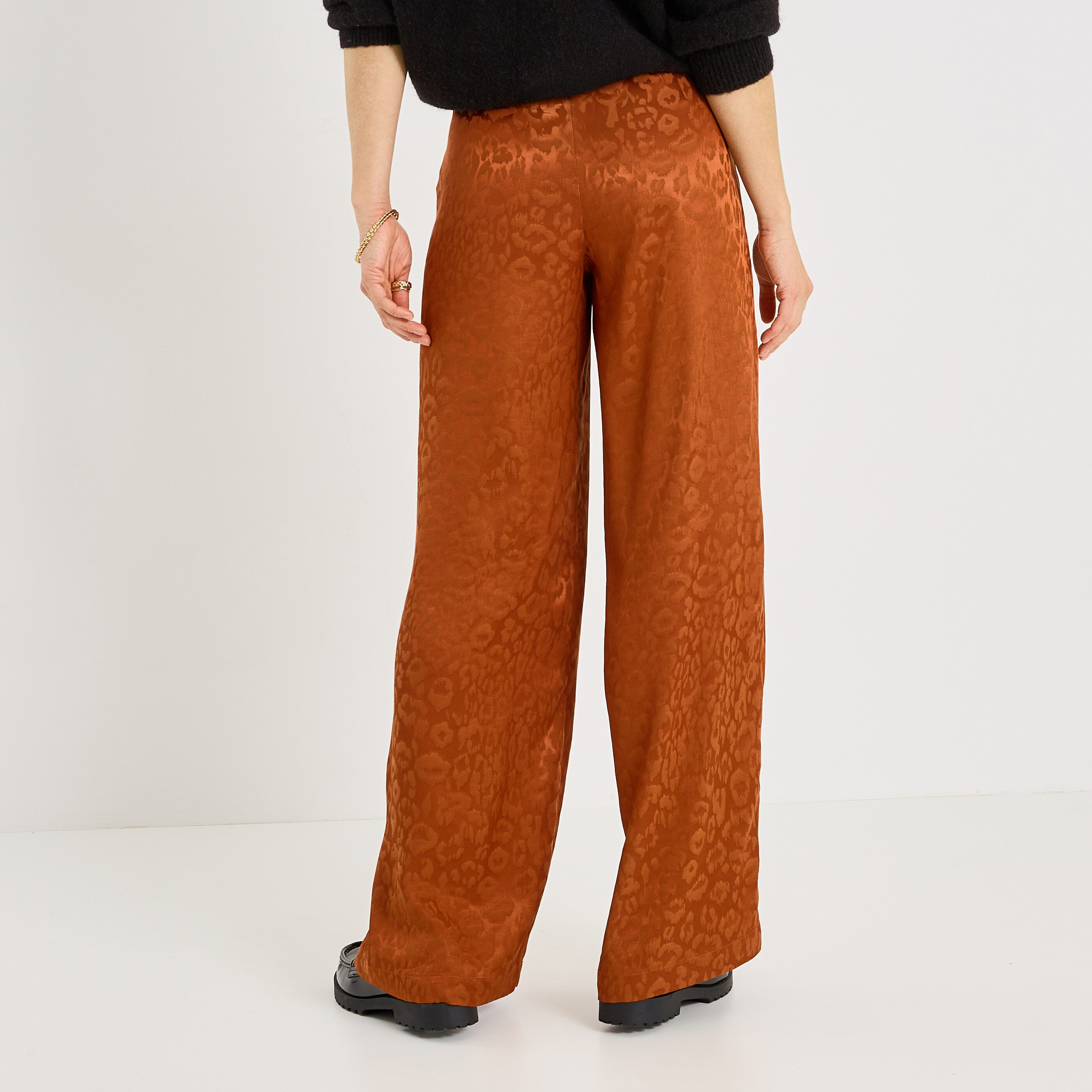 Pantalon large imprim&eacute; femme