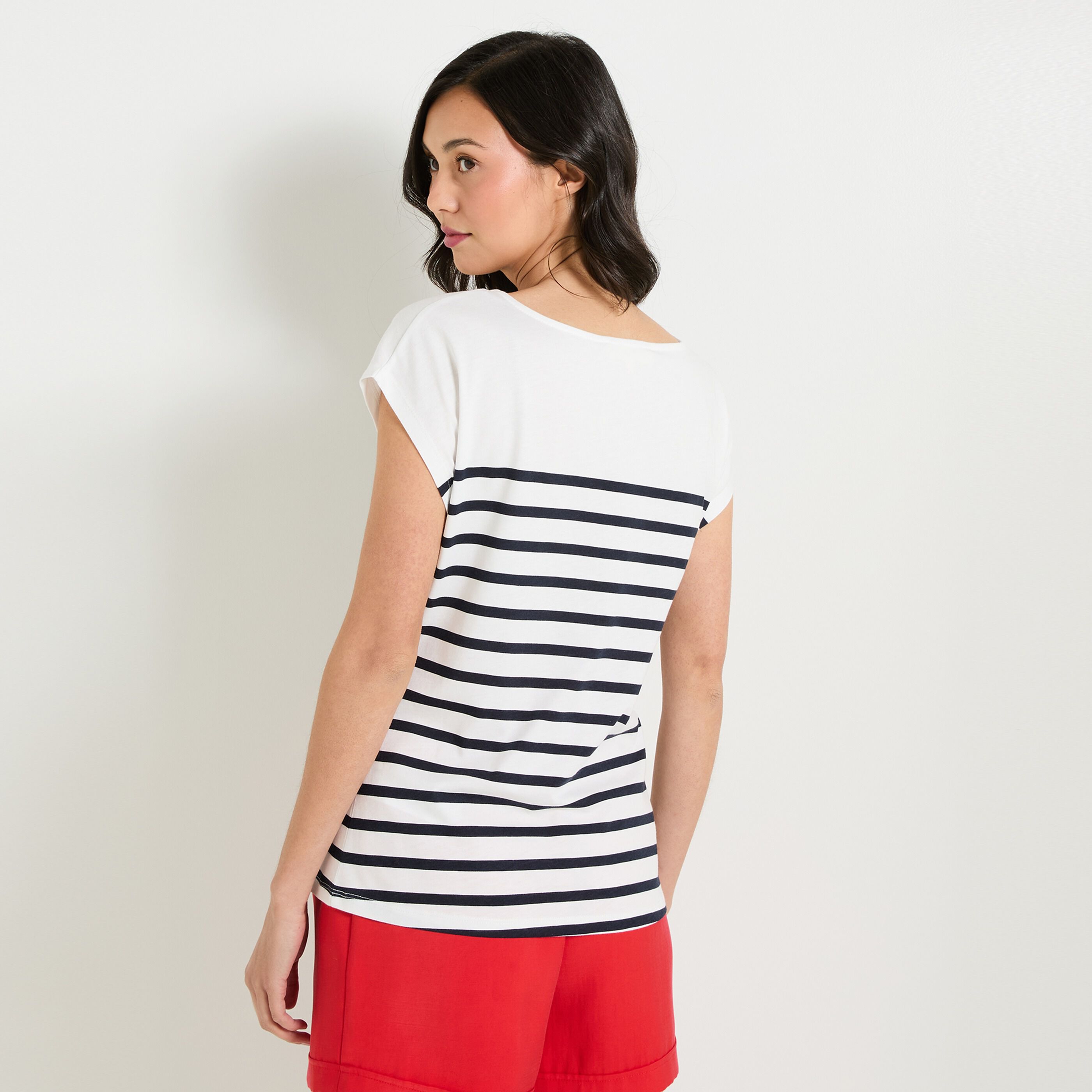 Tshirt ray&eacute; femme