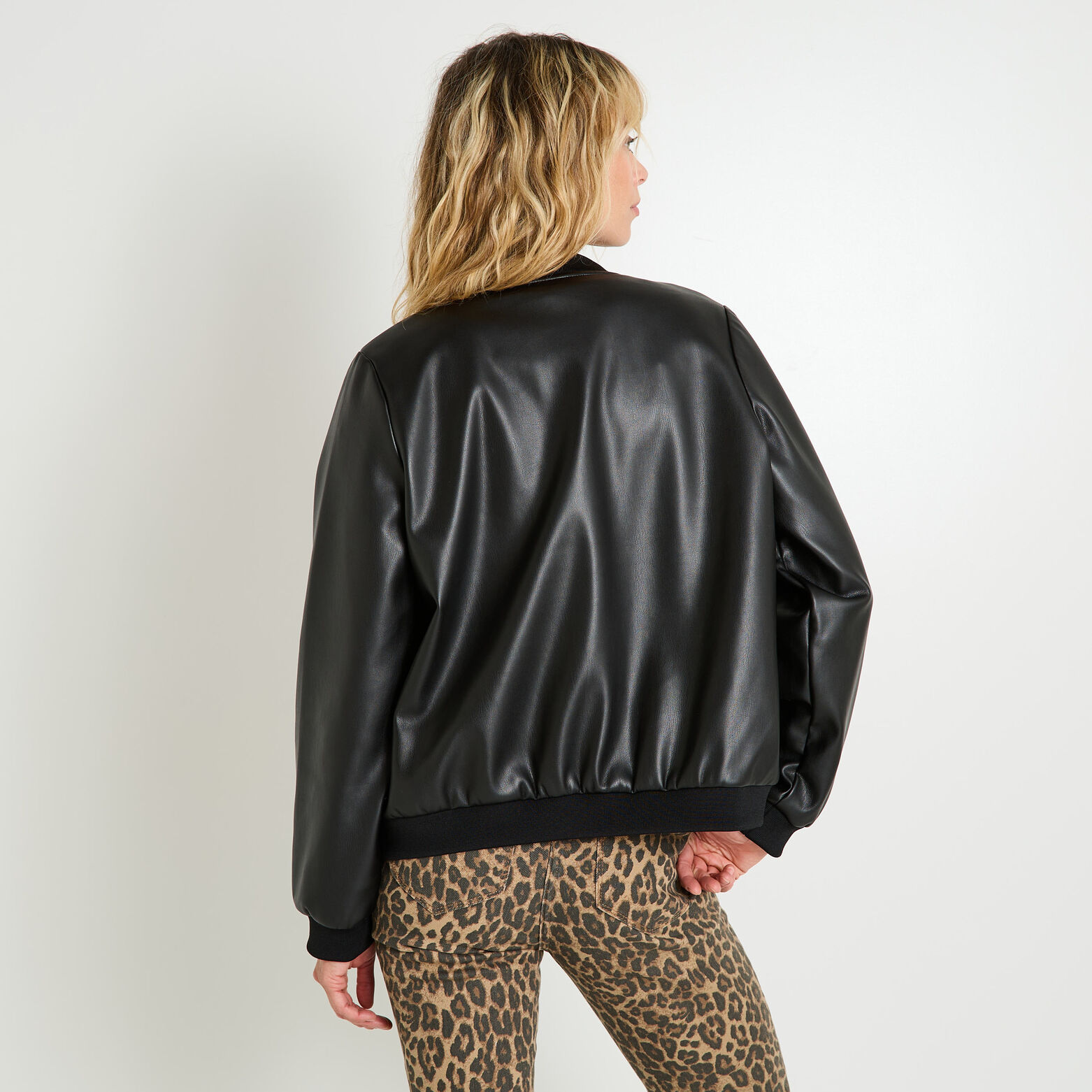 Bomber en simili cuir femme