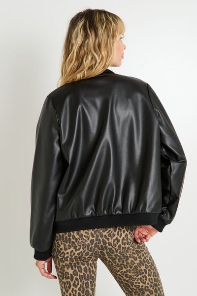 Bomber en simili cuir femme