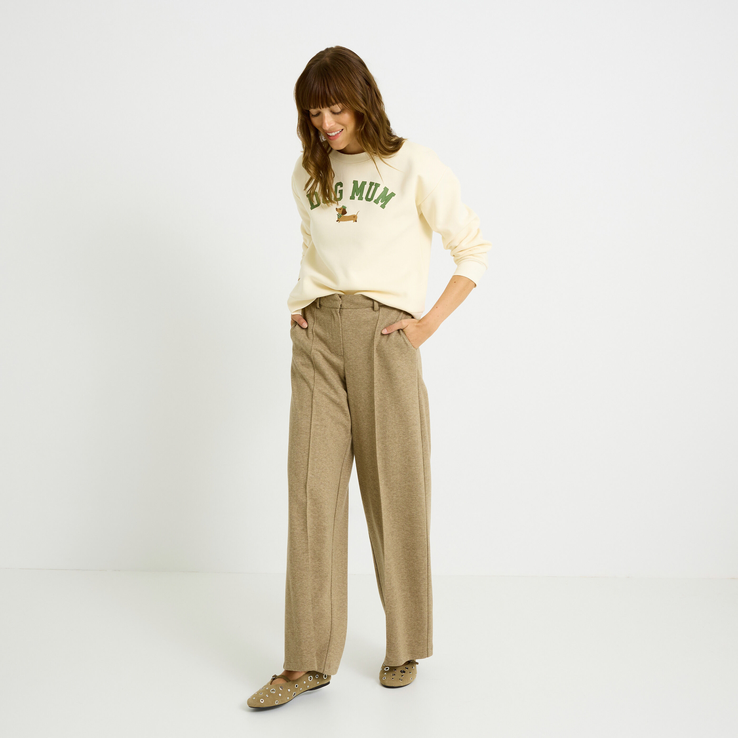 Sweat print teckel femme