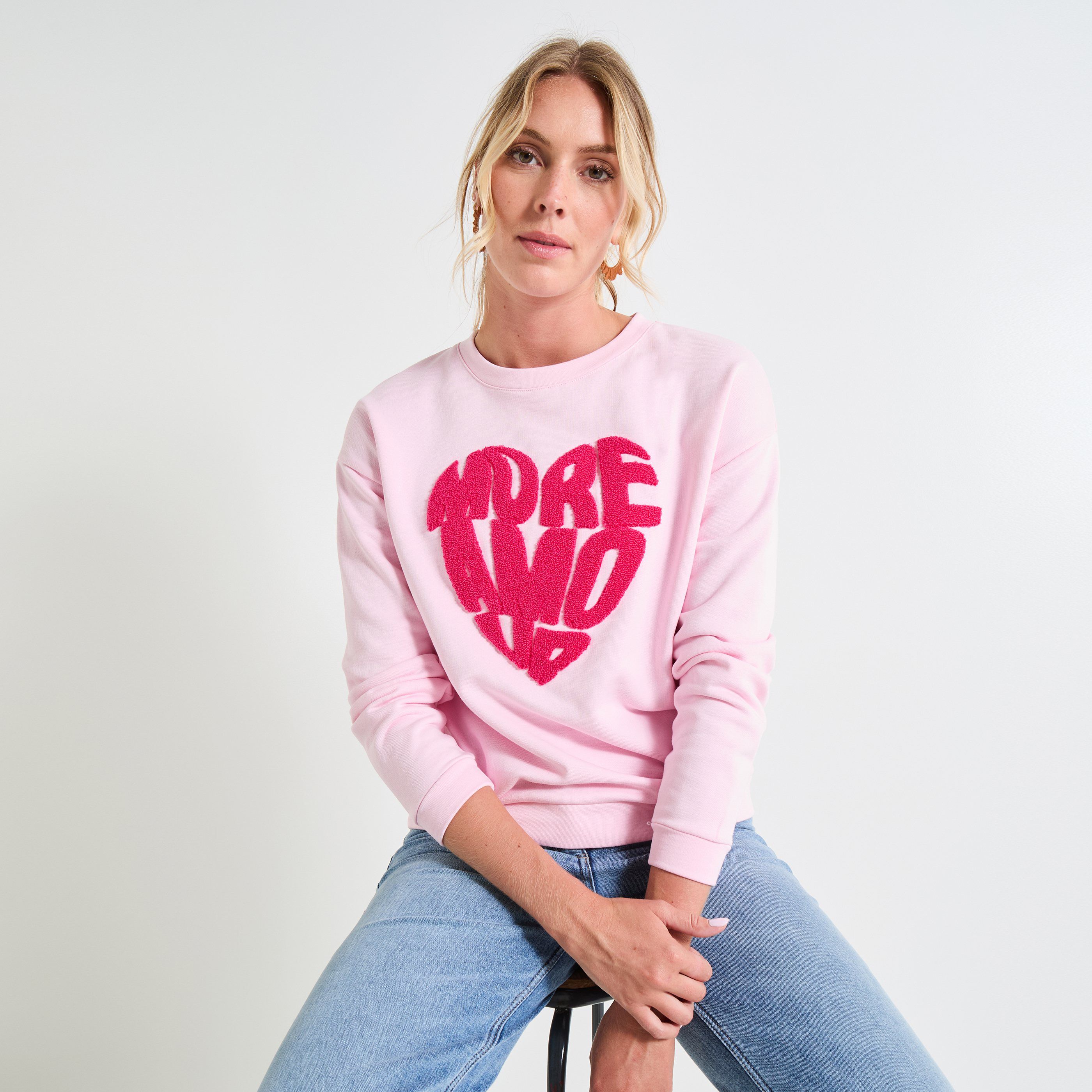 Sweat col rond femme ROSE PALE Graindemalice