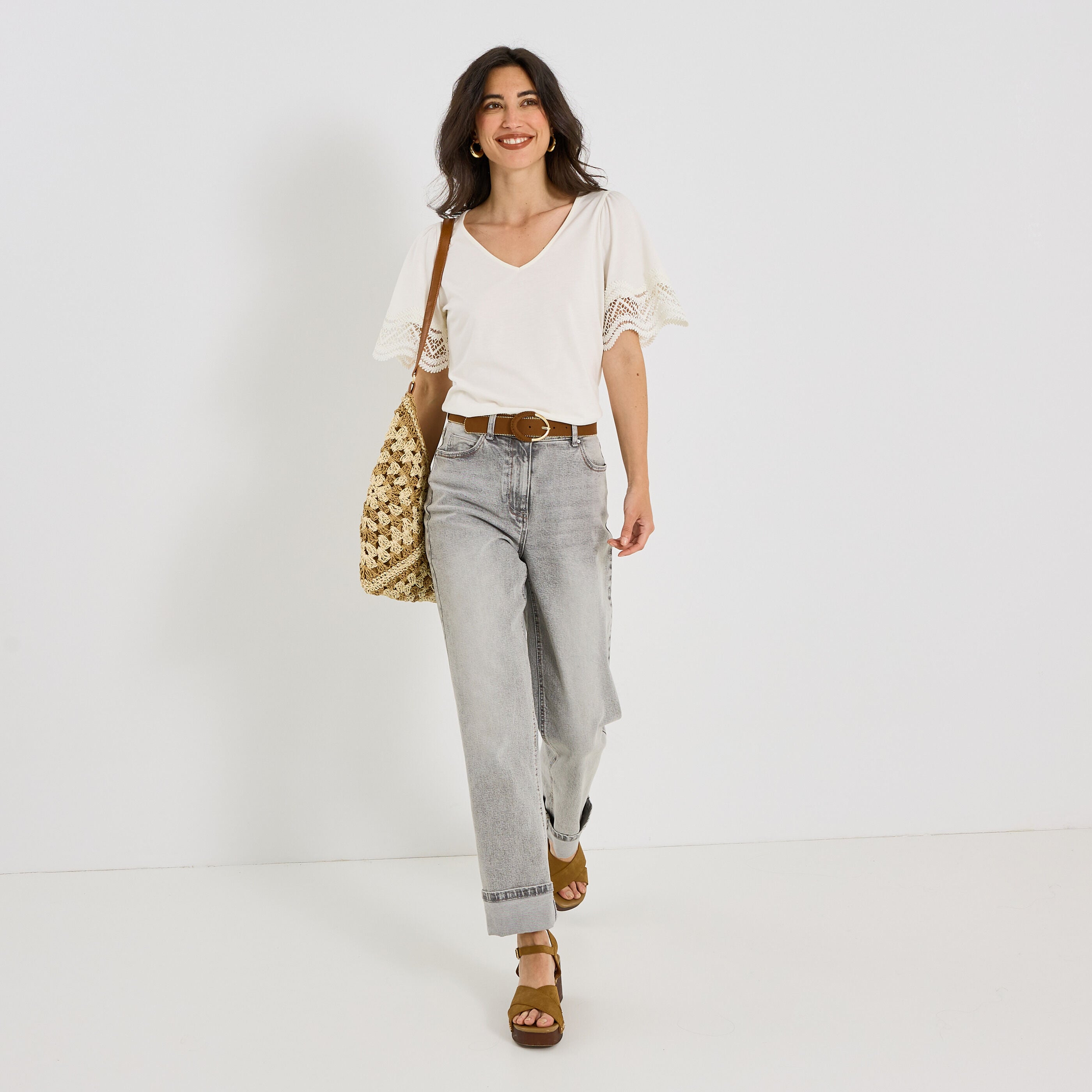 T-shirt col V femme