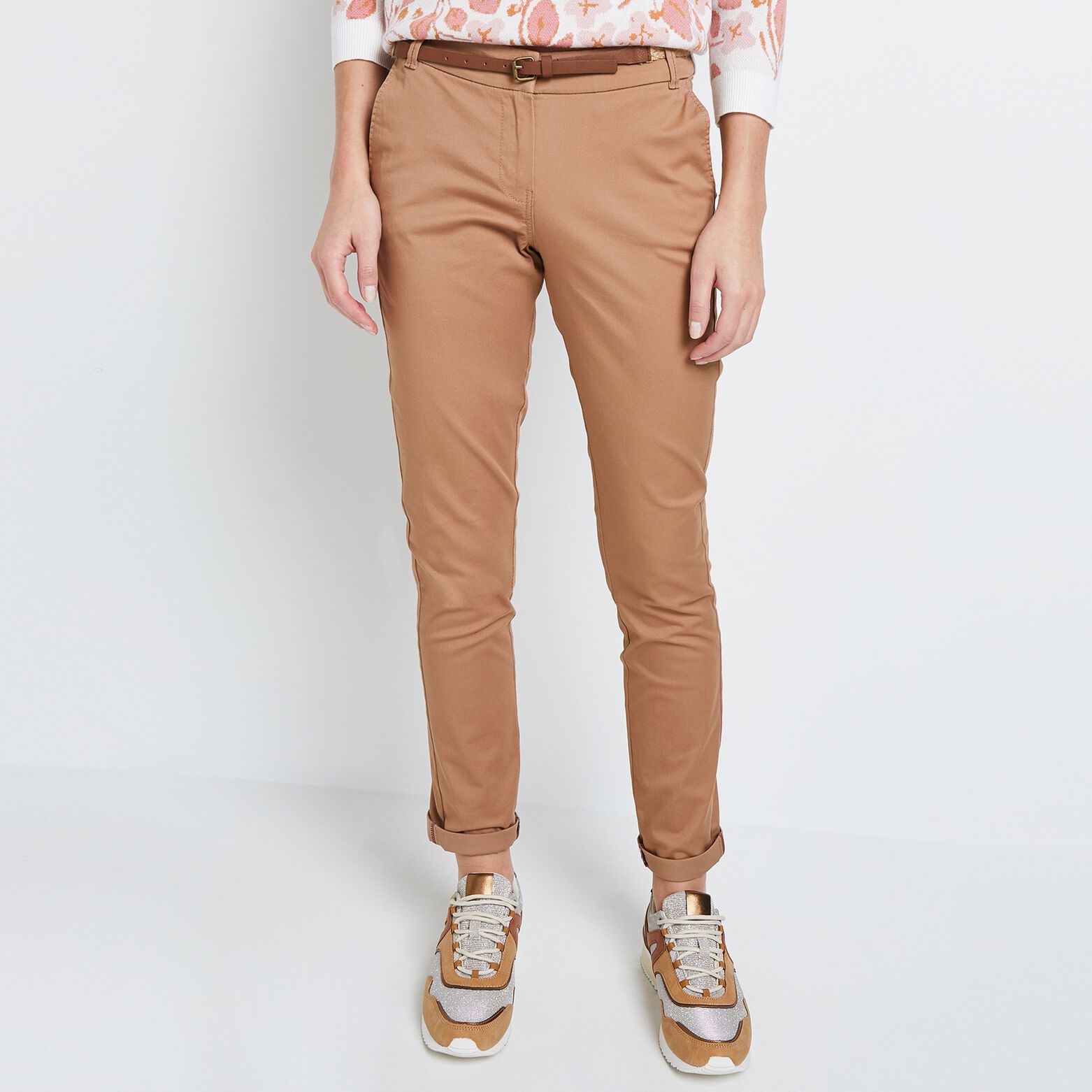 Pantalon chino avec ceinture femme