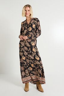 Robe longue imprimé fleuri à col V