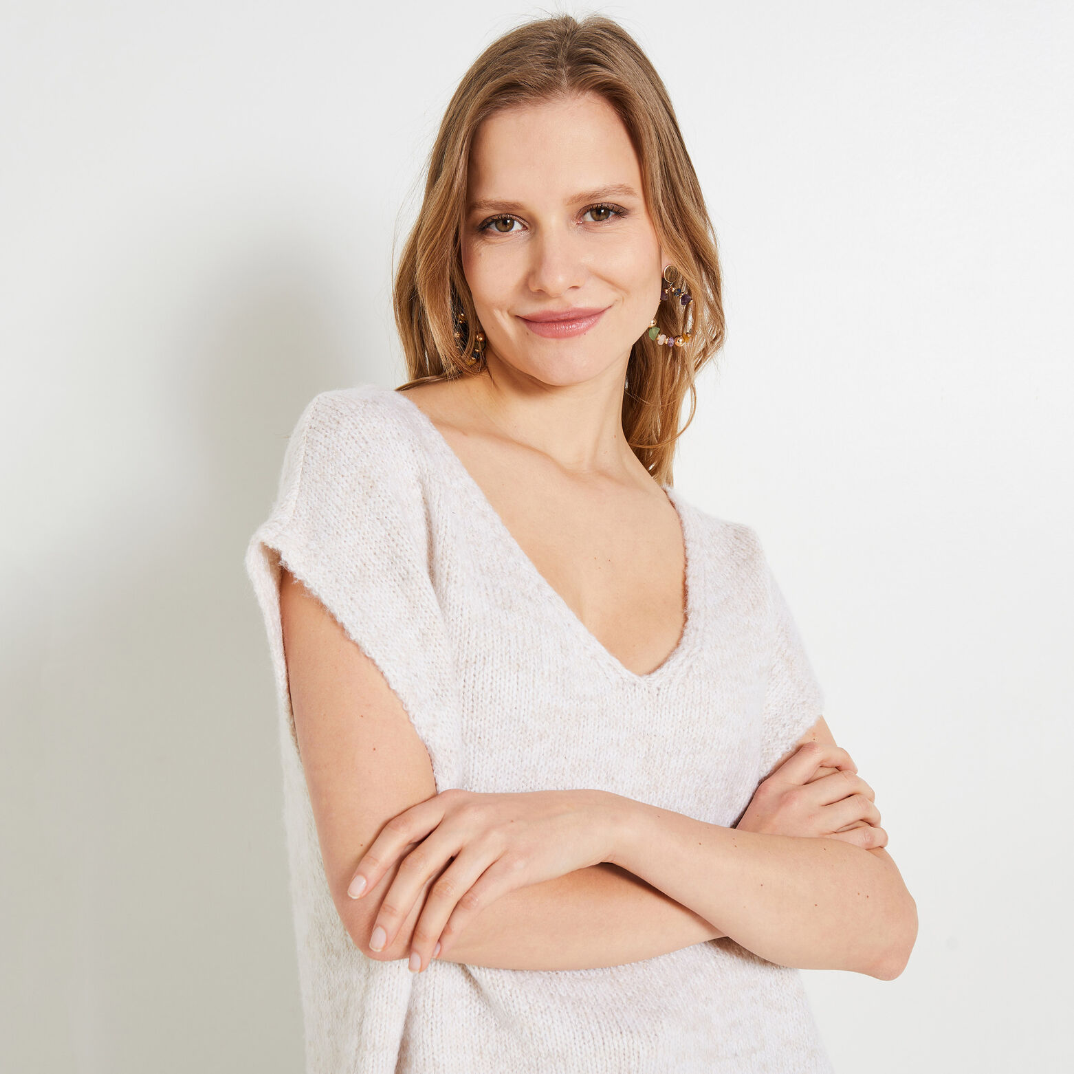 Pull loose sans manches femme