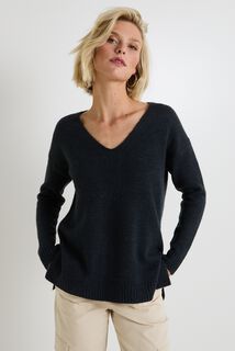 Pull col V femme