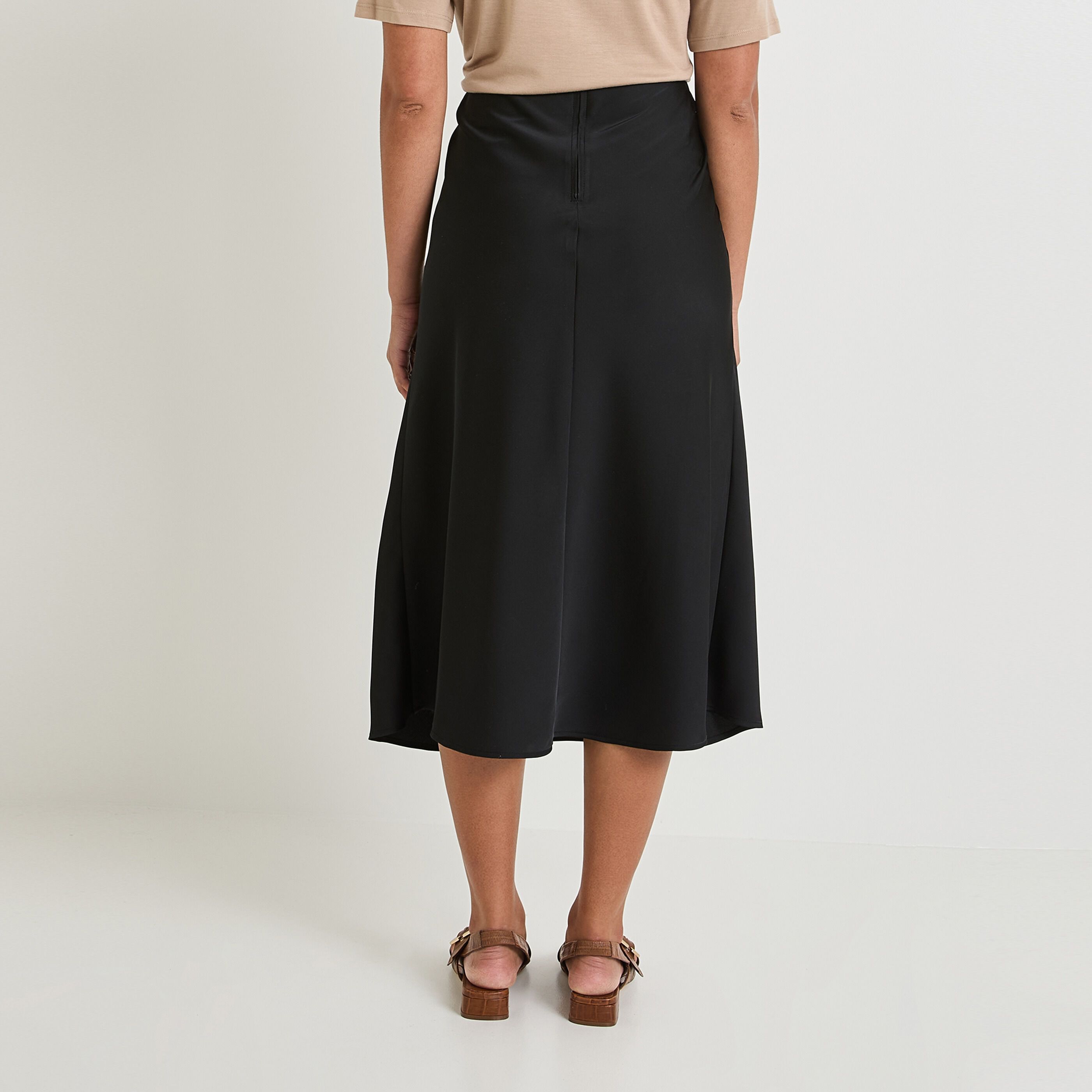 Jupe satin unie femme NOIR Graindemalice