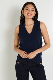 Pull sans manches à col V femme